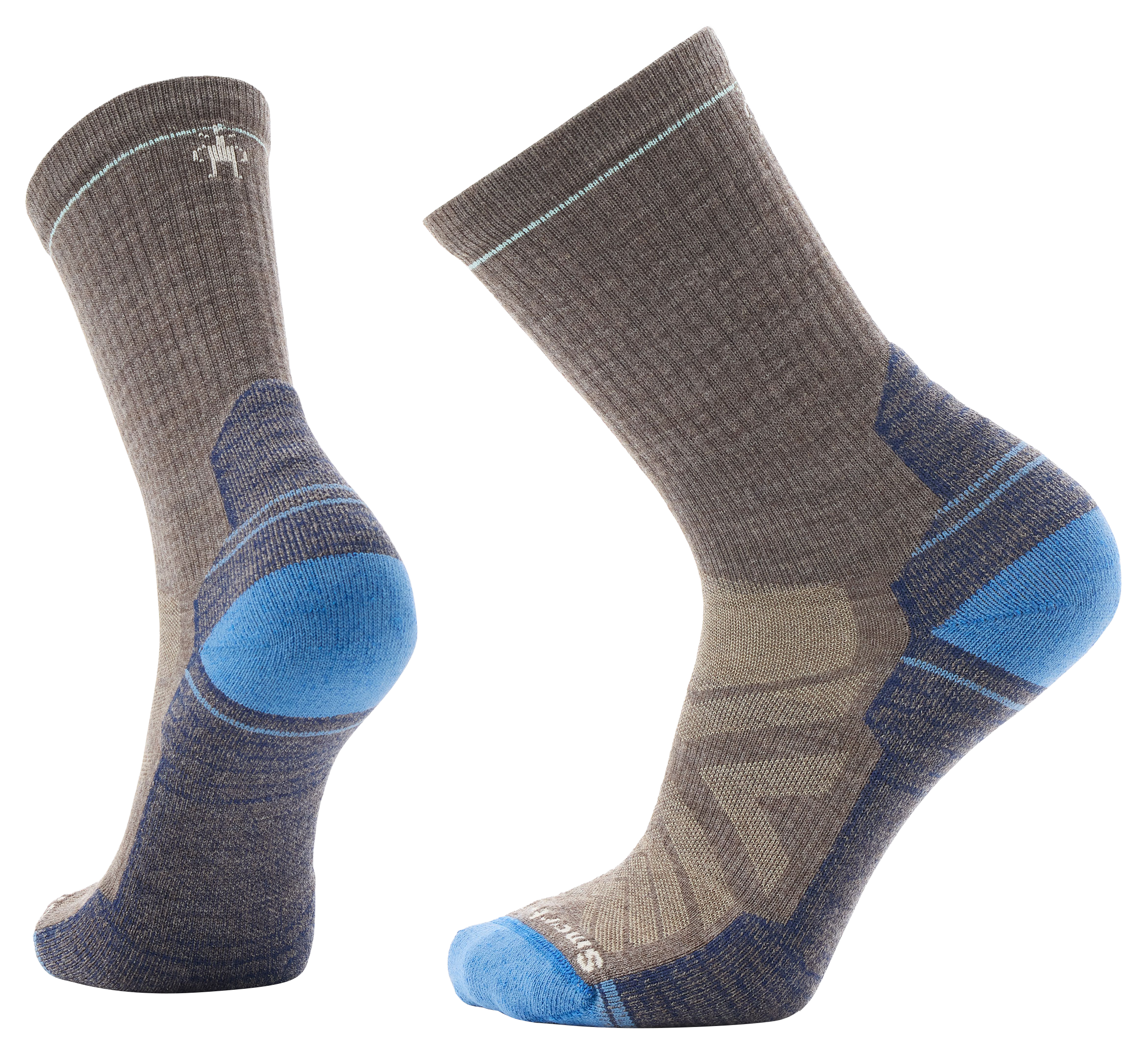 Image of Smartwool Hike Light-Cushion Crew Socks for Men - Taupe/Laguna