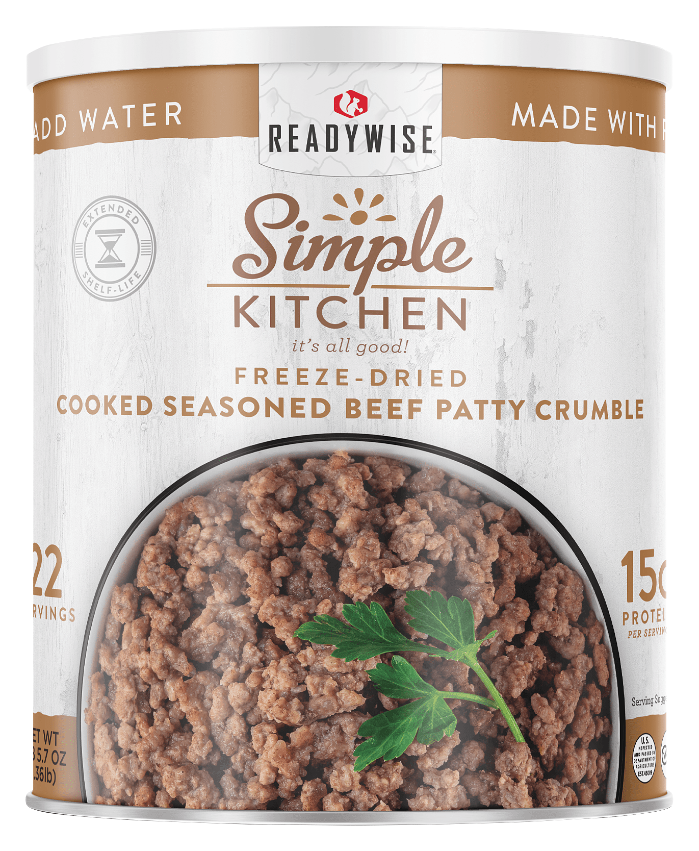 Image of ReadyWise Simple Kitchen #10-Can Freeze-Dried Seasoned Beef-Patty Crumbles