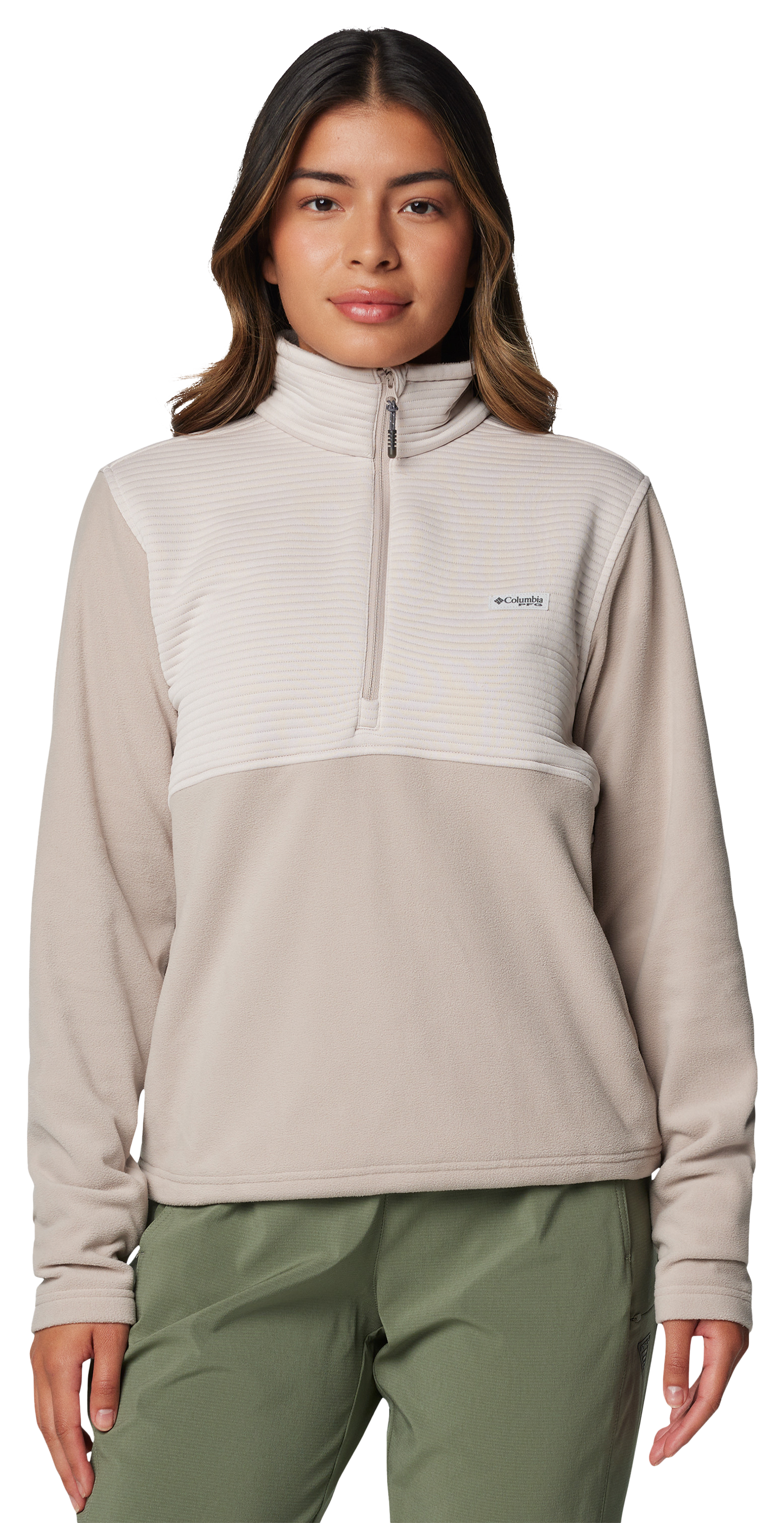 Image of Columbia PFG Uncharted Fleece Half-Zip Pullover for Ladies - Crushed Clay - L