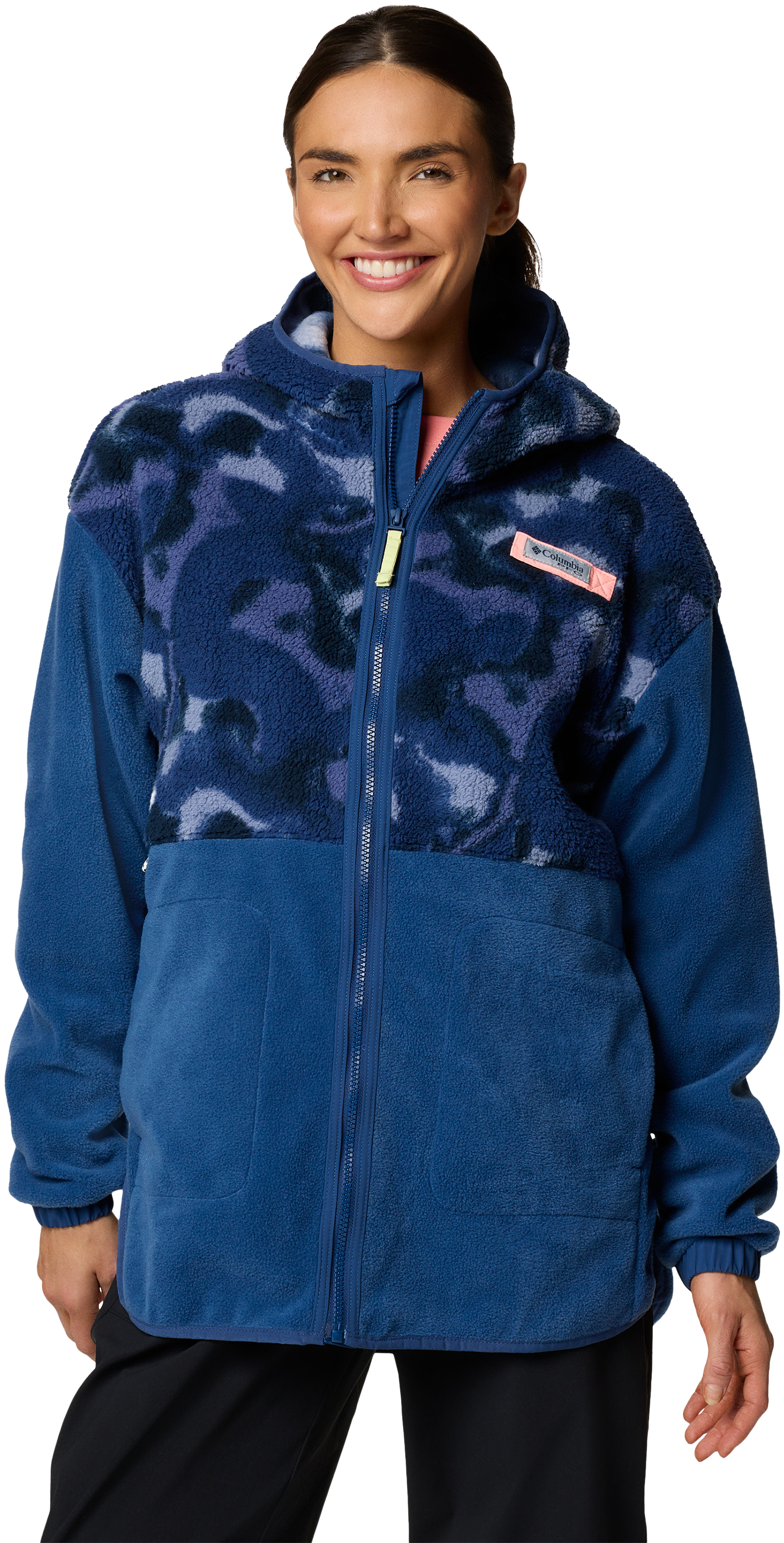 Image of Columbia PFG Open Water Hooded Fleece Jacket for Ladies - Carbon/Carbon Aura - S