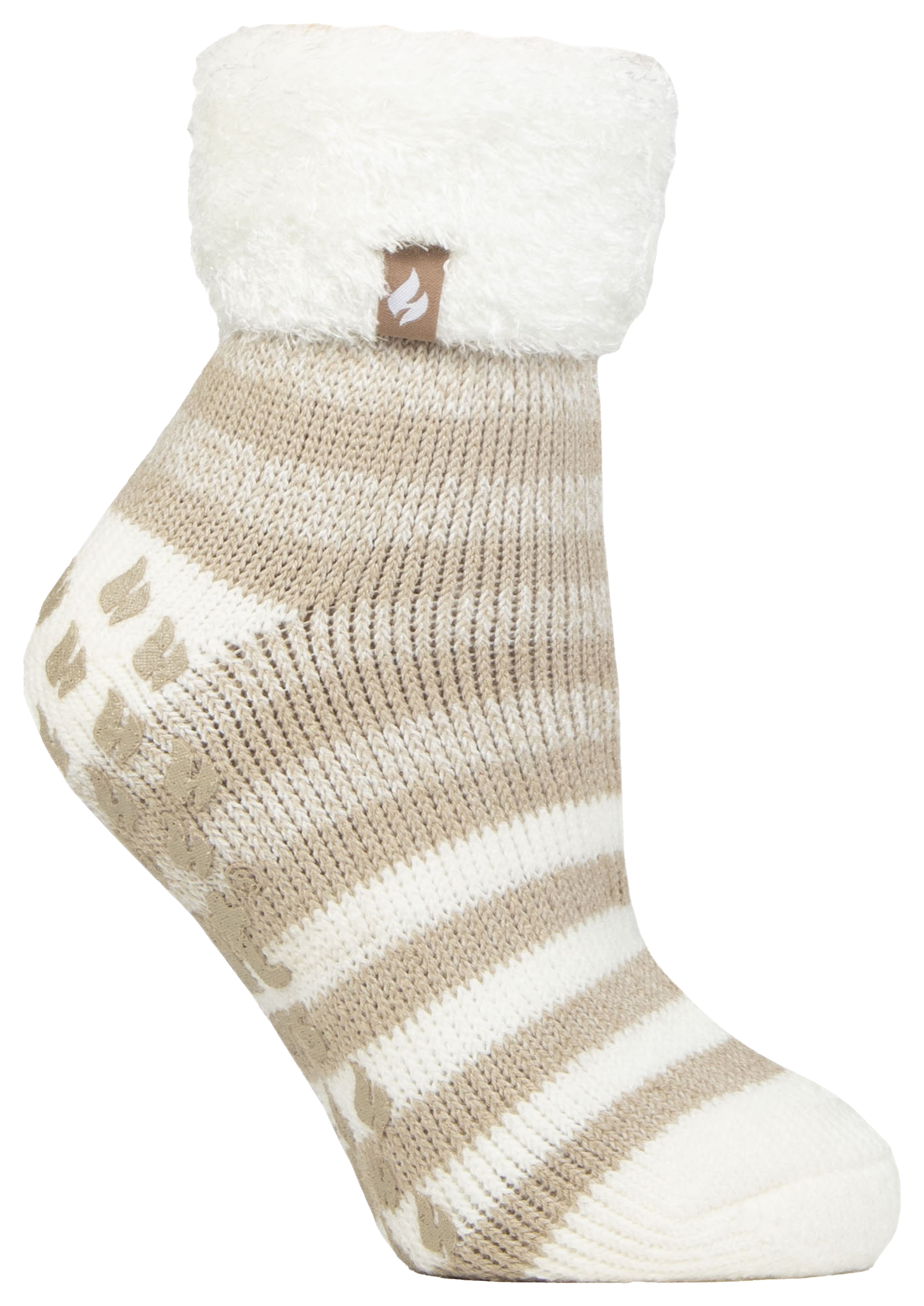 Image of Heat Holders Aberfeldy Stripe Lounge Socks for Ladies - Oatmeal