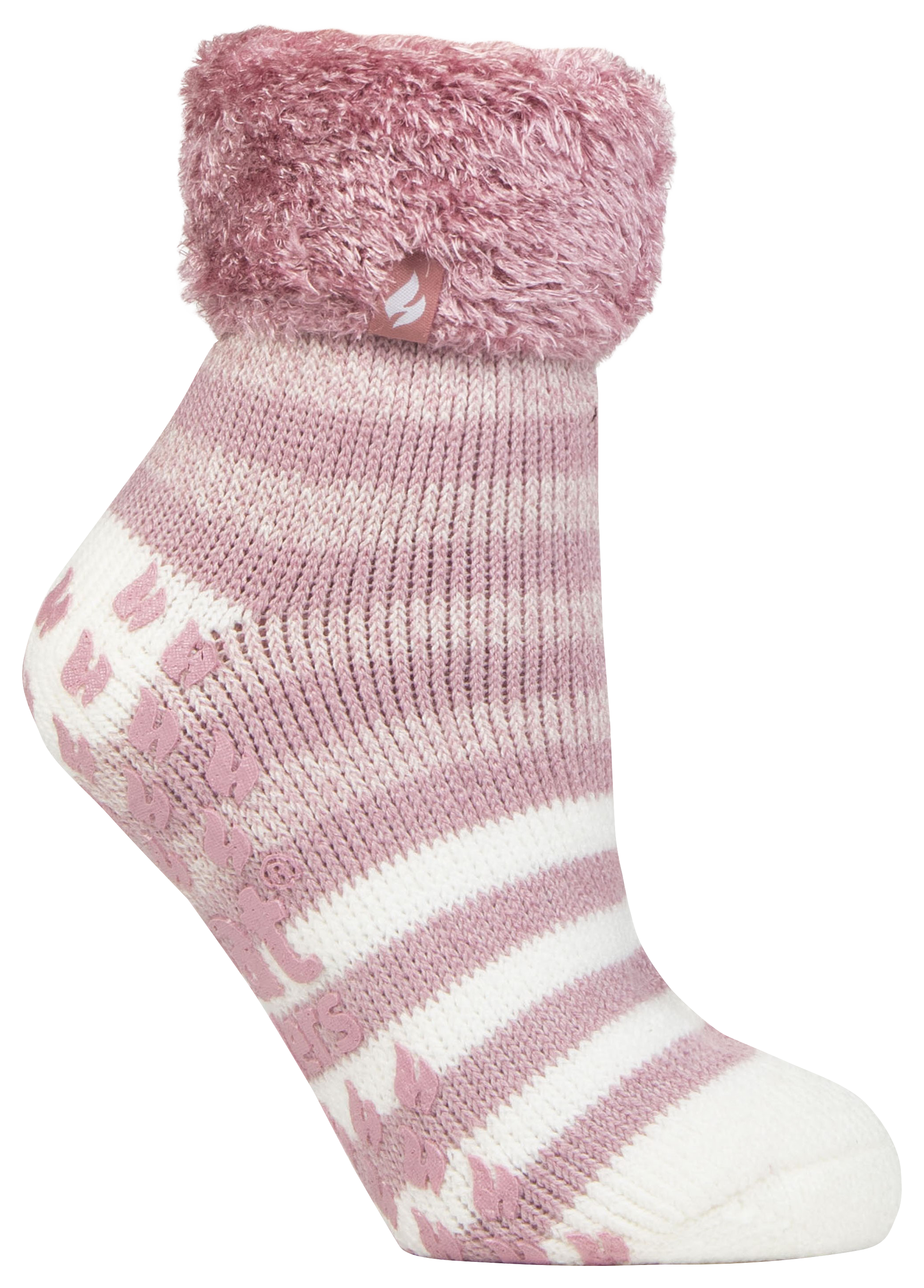 Image of Heat Holders Aberfeldy Stripe Lounge Socks for Ladies - Dusty Pink