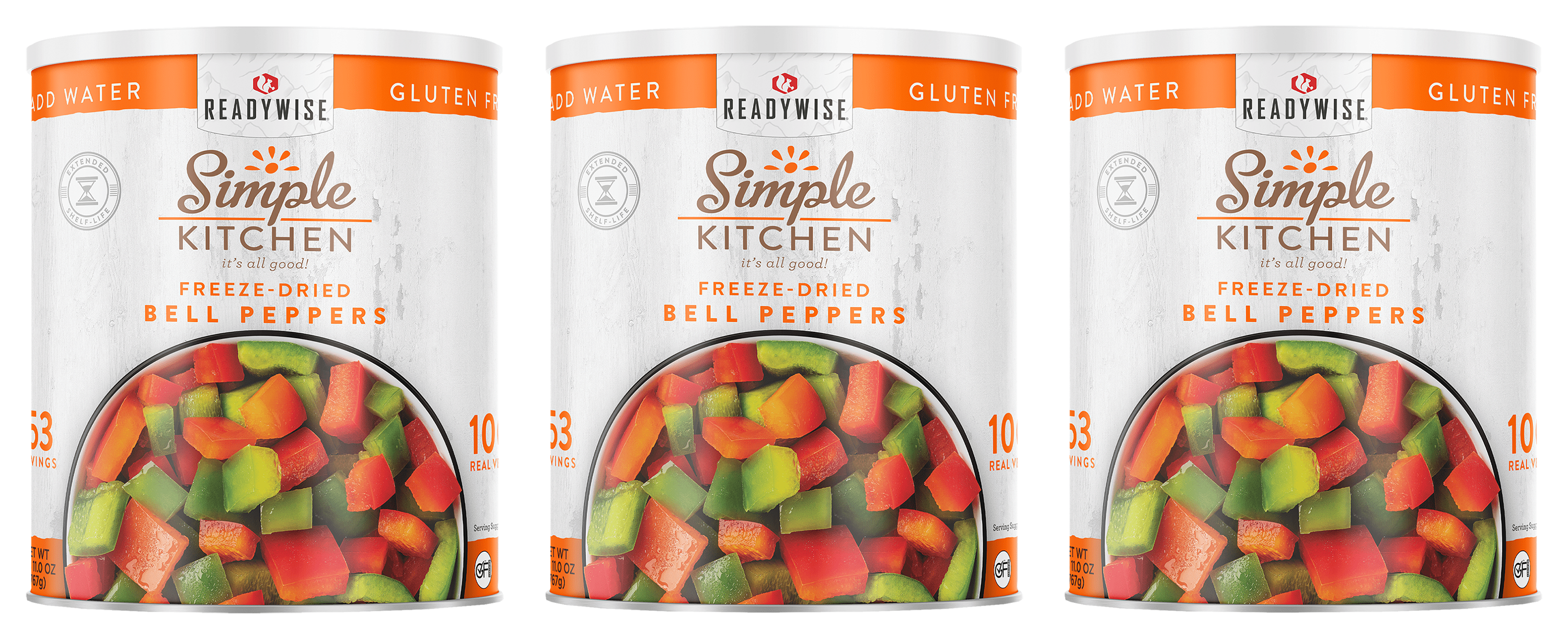 Image of ReadyWise Simple Kitchen #10-Can Freeze-Dried Red and Green Bell Peppers 3-Pack