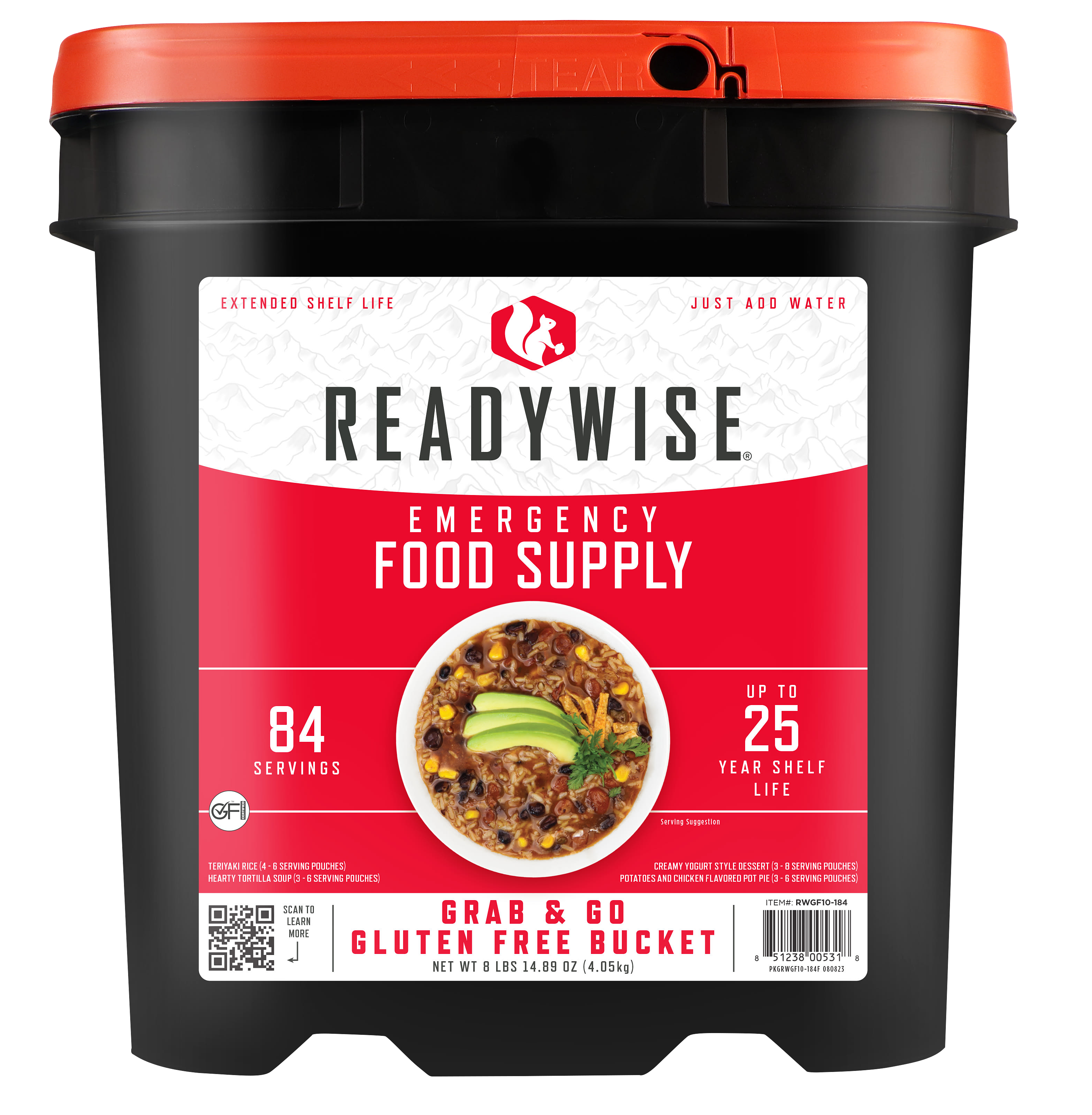 Image of ReadyWise Emergency Food Grab and Go Gluten-Free Bucket