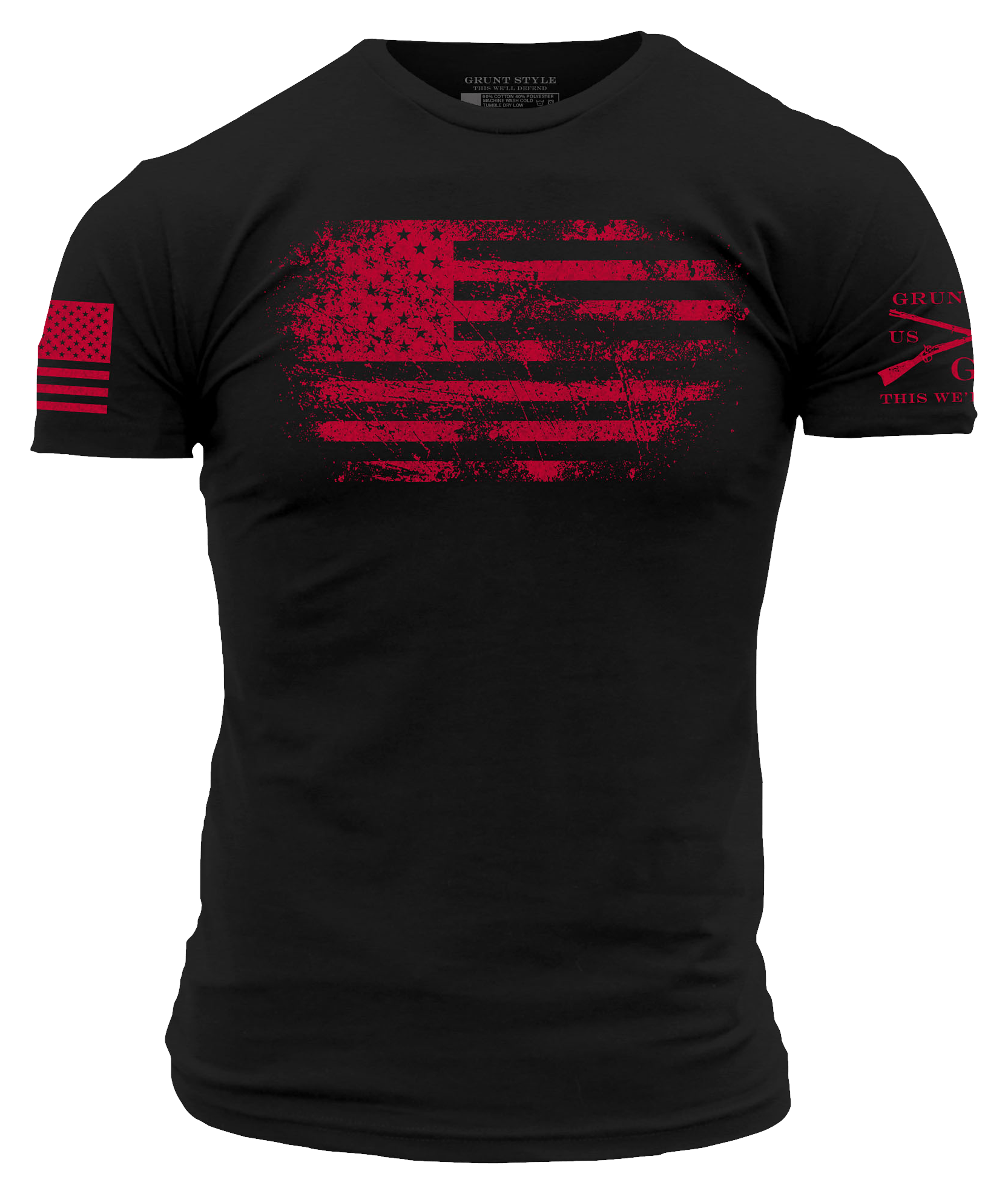 Grunt Style Vintage American Short-Sleeve T-Shirt for Men - Black