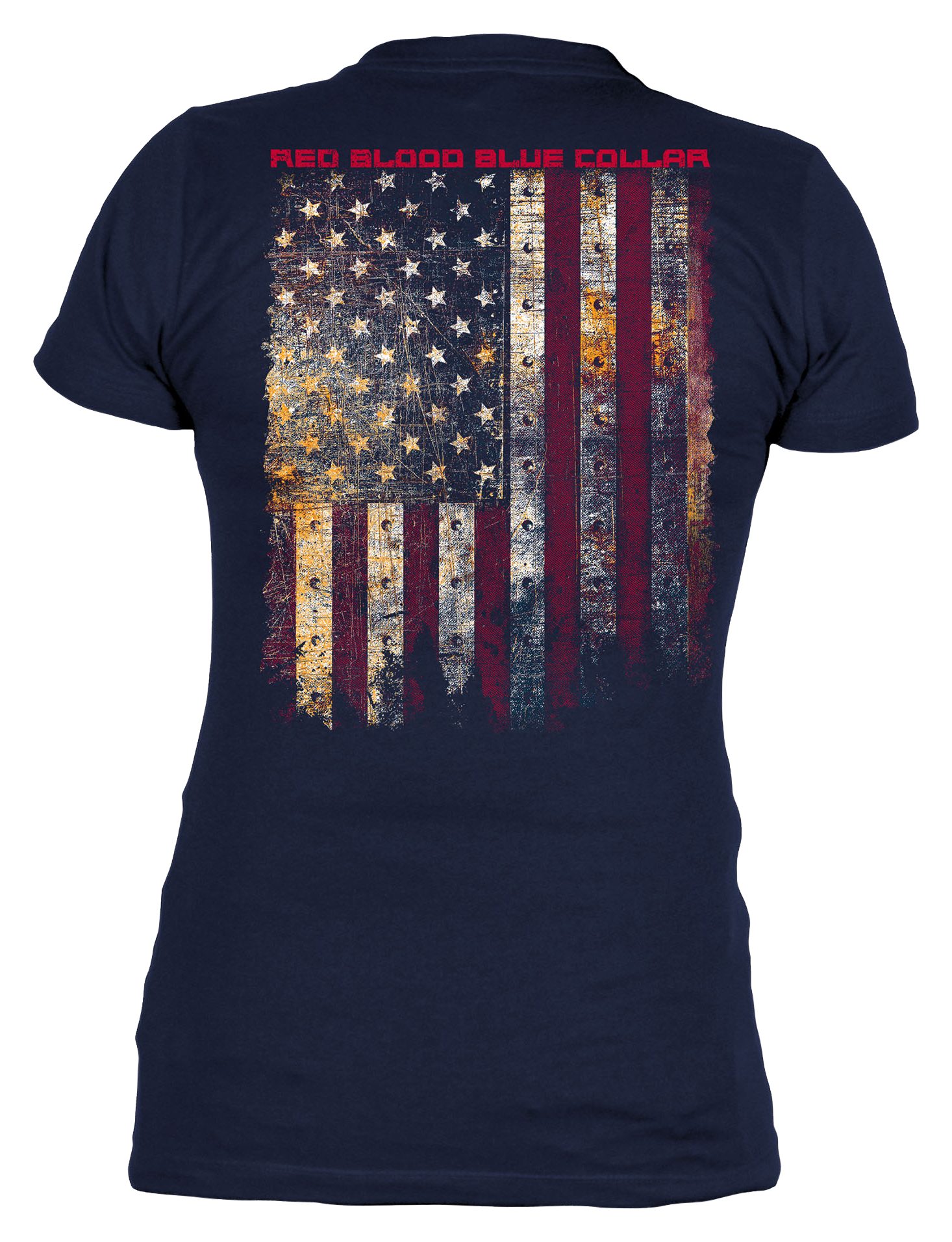 Image of Grunt Style Red Blood Blue Collar V-Neck Short-Sleeve Shirt for Ladies - Midnight Navy