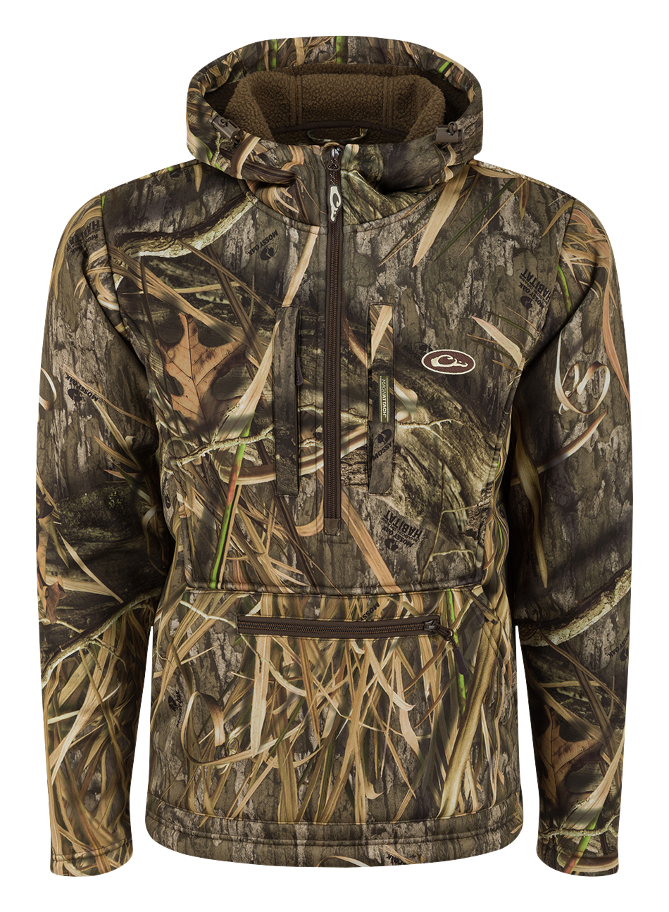 Image of Drake Waterfowl Ultimate Wader Quarter-Zip Hoodie for Men - Mossy Oak Shadow Grass Habitat - S