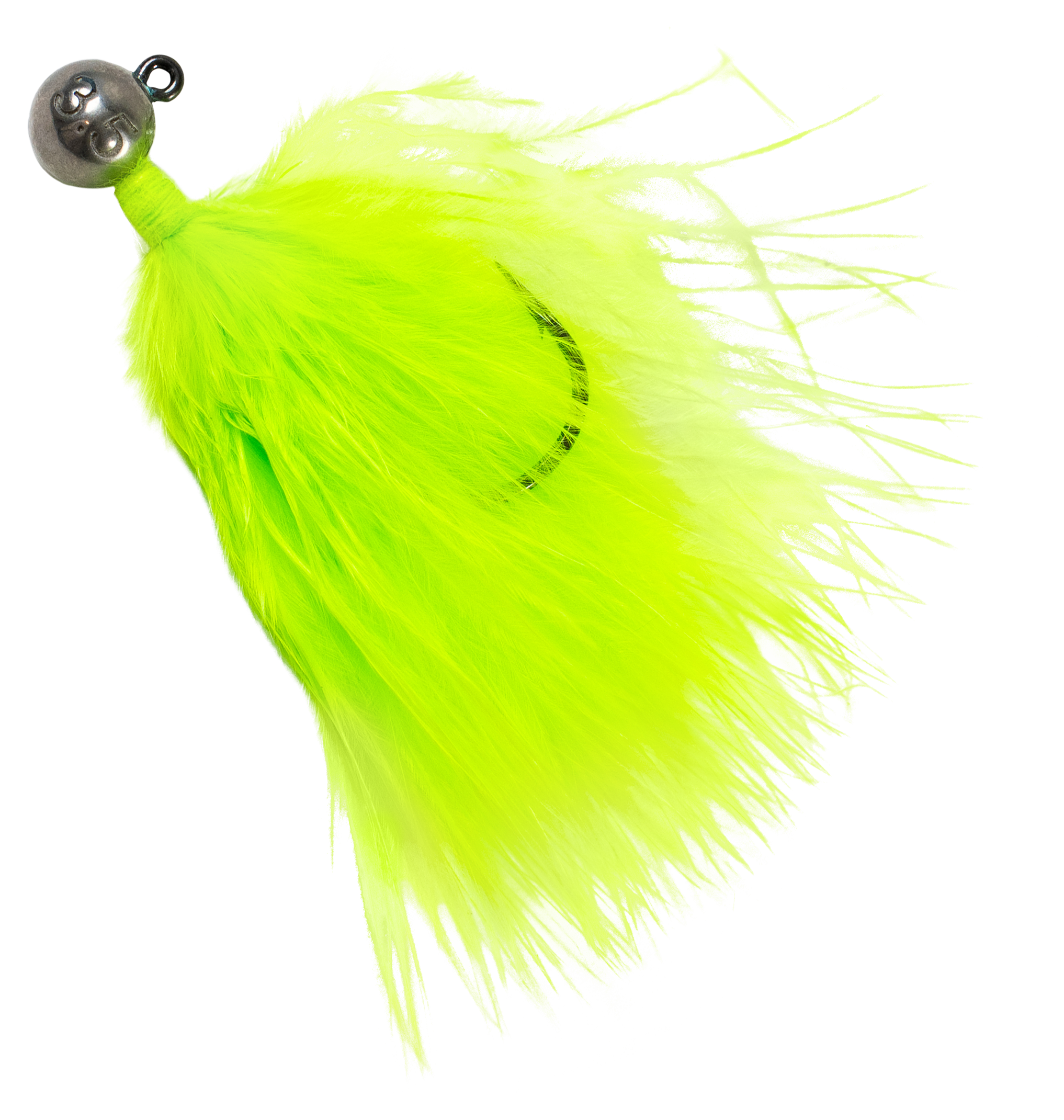 Queen Tackle LS Tungsten Ping Marabou Jig - Chartreuse - 3/8 oz