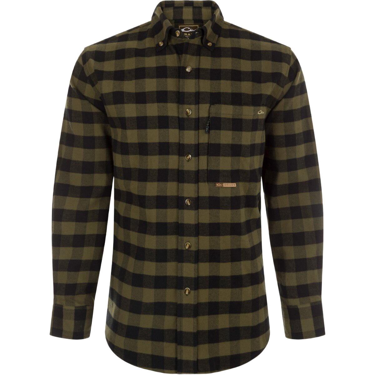 DRAKE Autumn Brushed Twill Buffalo Plaid Long Sleeve Shirt