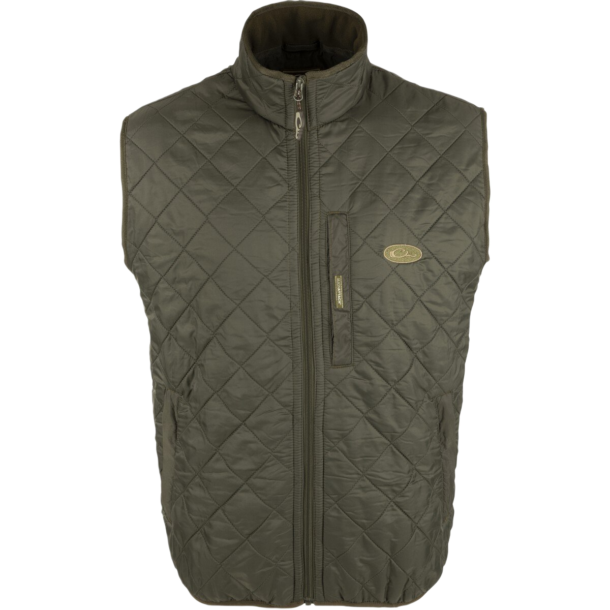 Image of Drake Delta Quilted Fleece Lined Vest - Olive