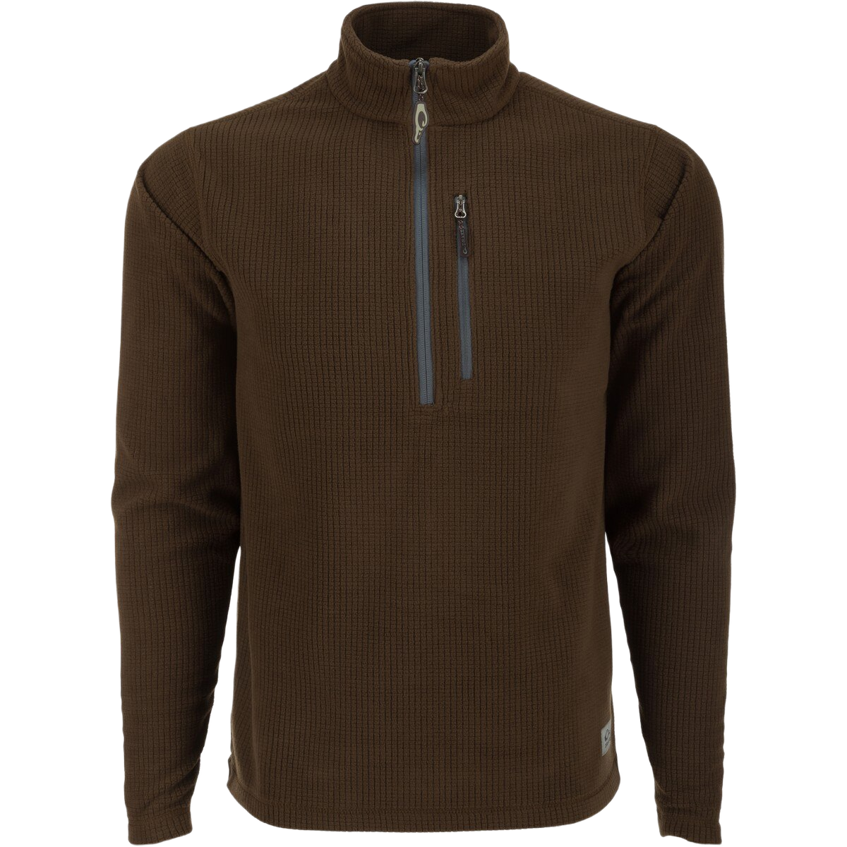 Image of Drake Fall River Grid Fleece Half Zip Pullover - Dark Brown - S