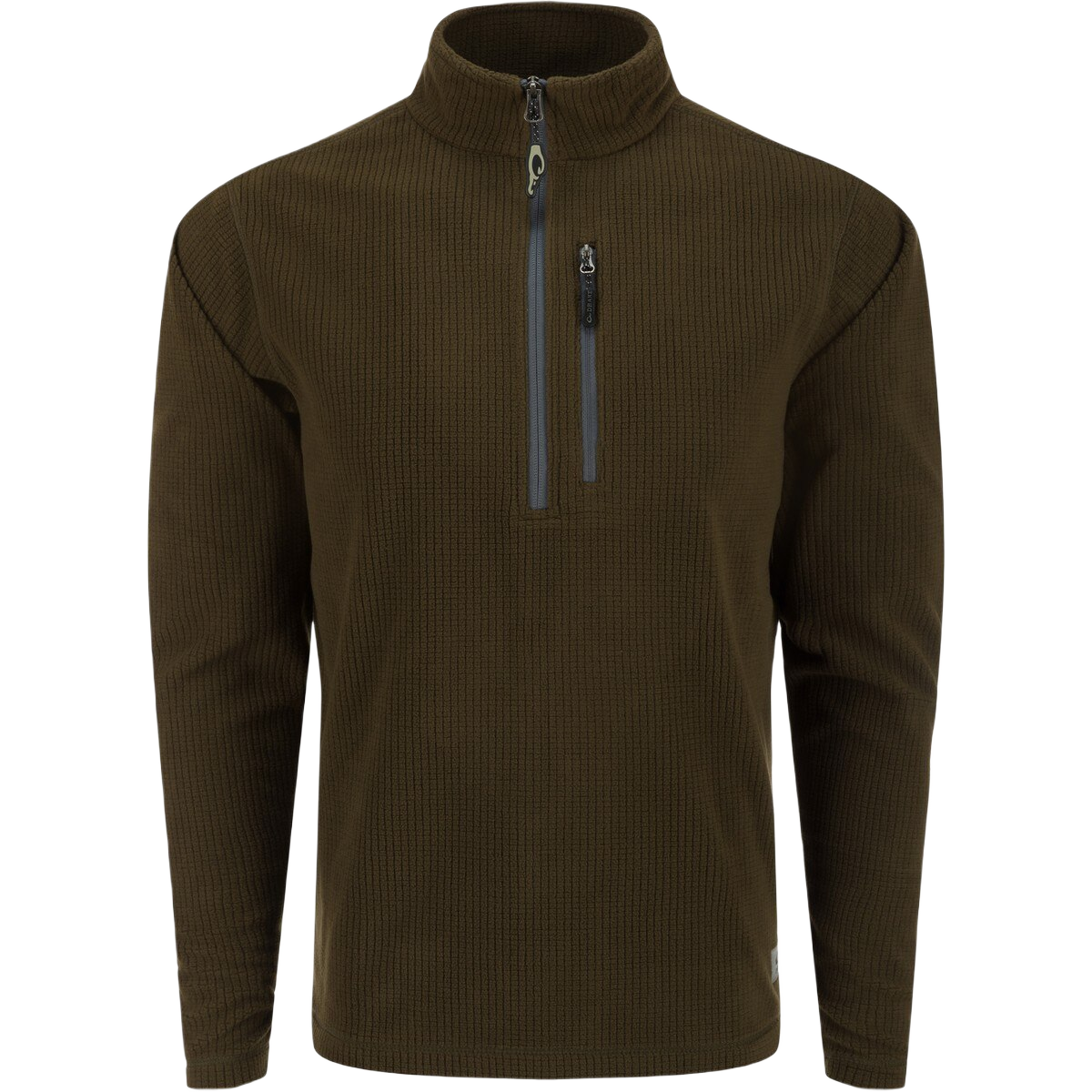 Image of Drake Fall River Grid Fleece Half Zip Pullover - Kalamata Olive - S