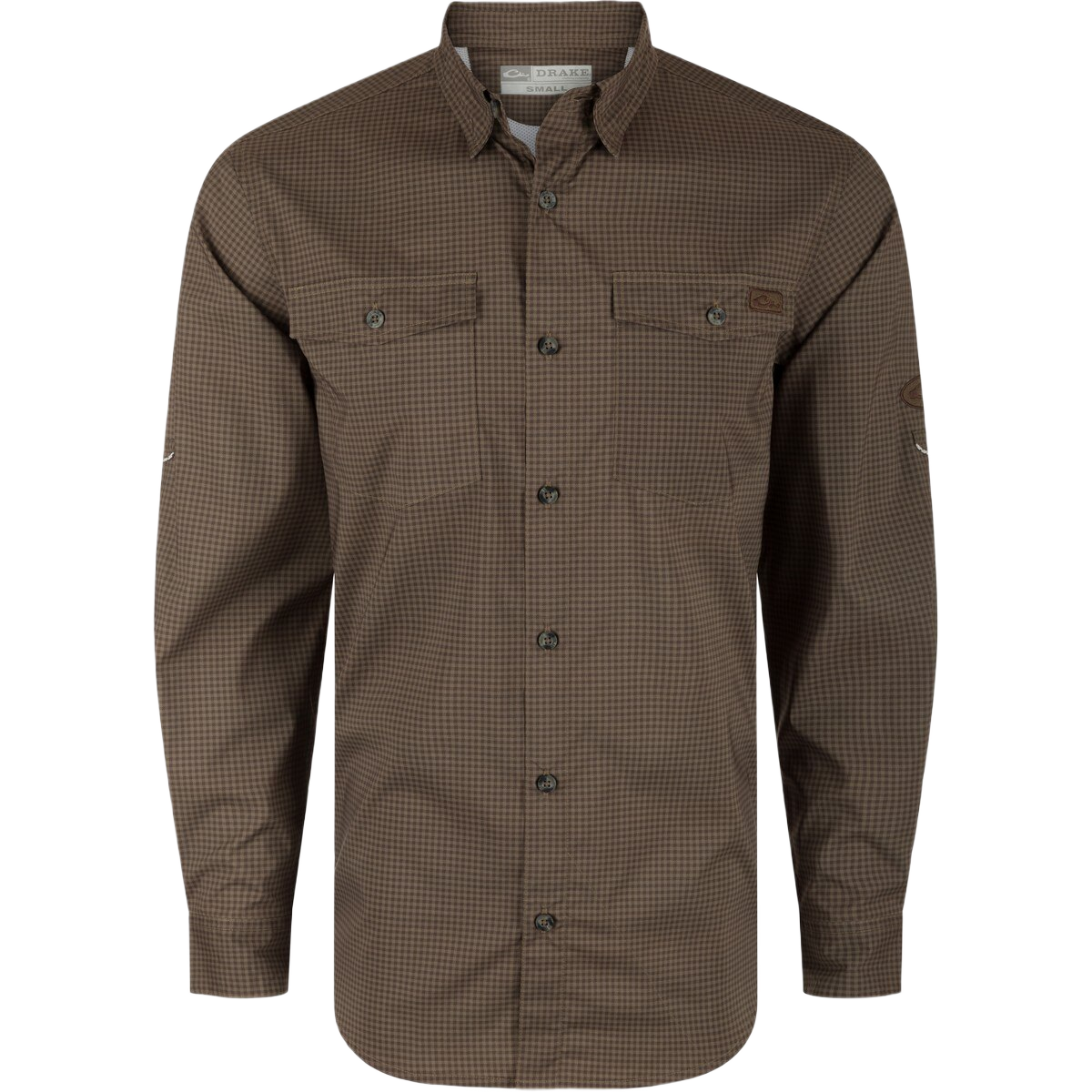 Image of Drake Frat BD Gingham Check Long Sleeve Shirt - Chocolate Chip Tonal