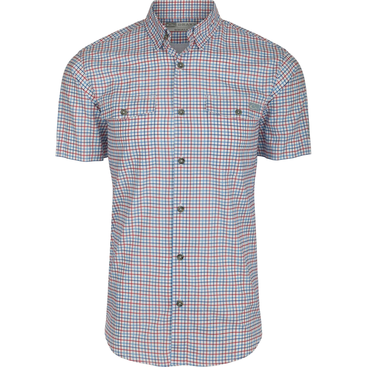 Image of Drake Frat BD Tattersall Short Sleeve Shirt - Marina Blue