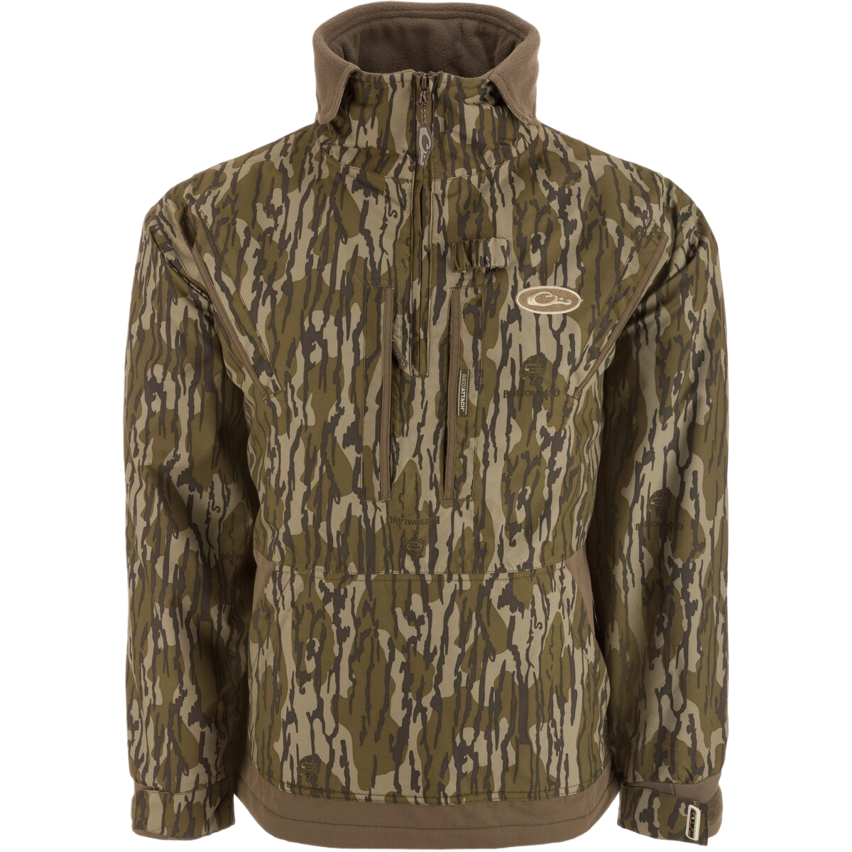 Image of Drake MST Fleece Lined Quarter Zip Pullover Hardshell 2.0 - Mossy Oak Bottomland - L