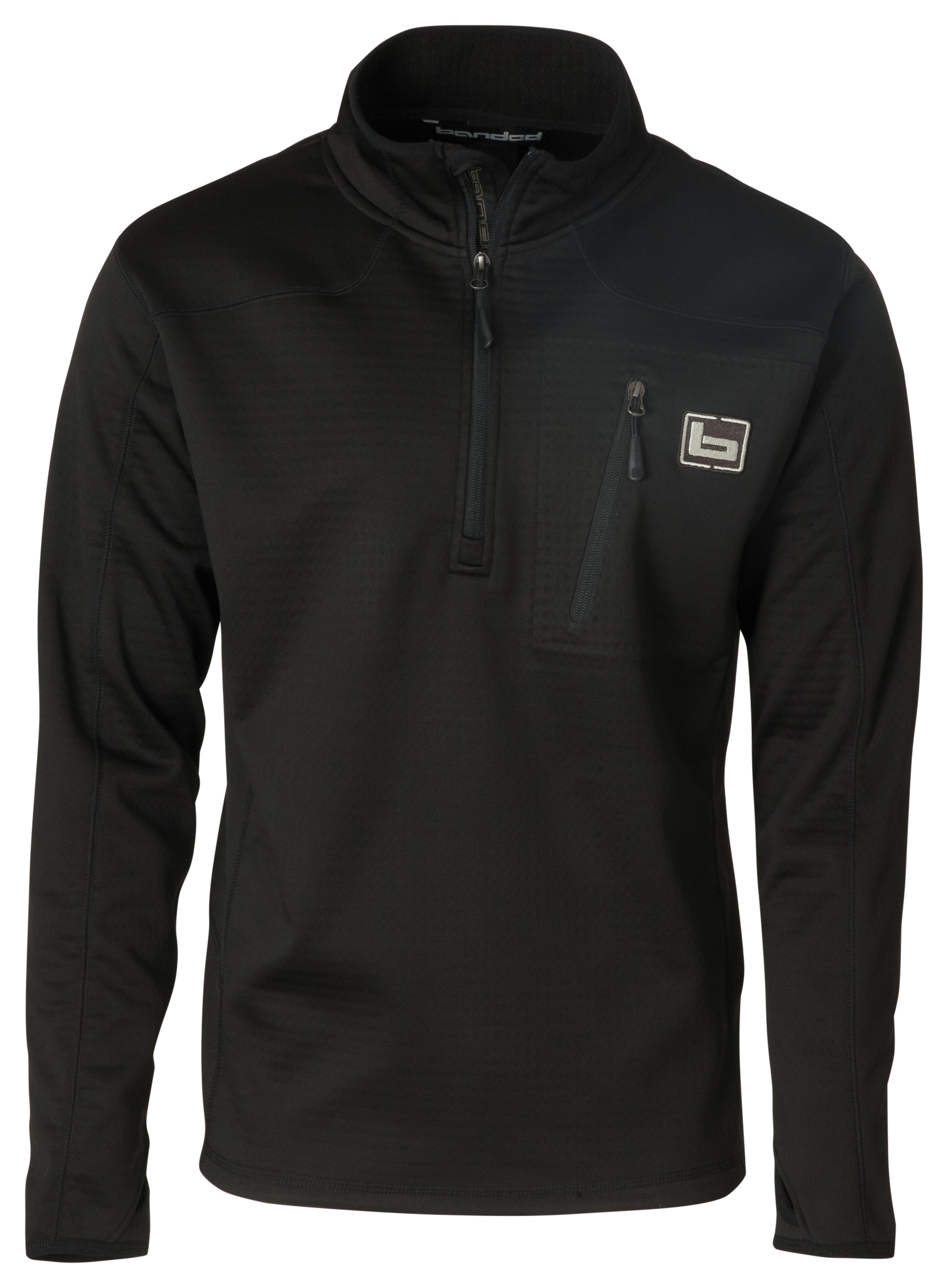 Image of Banded Mid Layer Fleece Quarter-Zip Pullover - Black - 3XL
