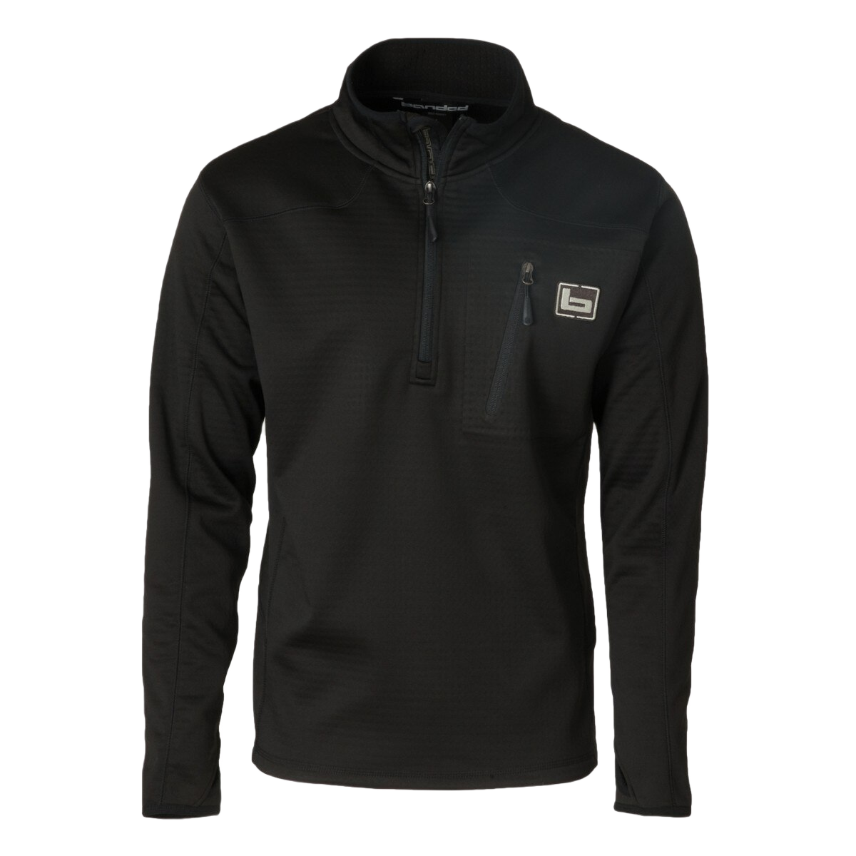 Image of Banded Quarter Zip Mid Layer Fleece Pullover - Black - L