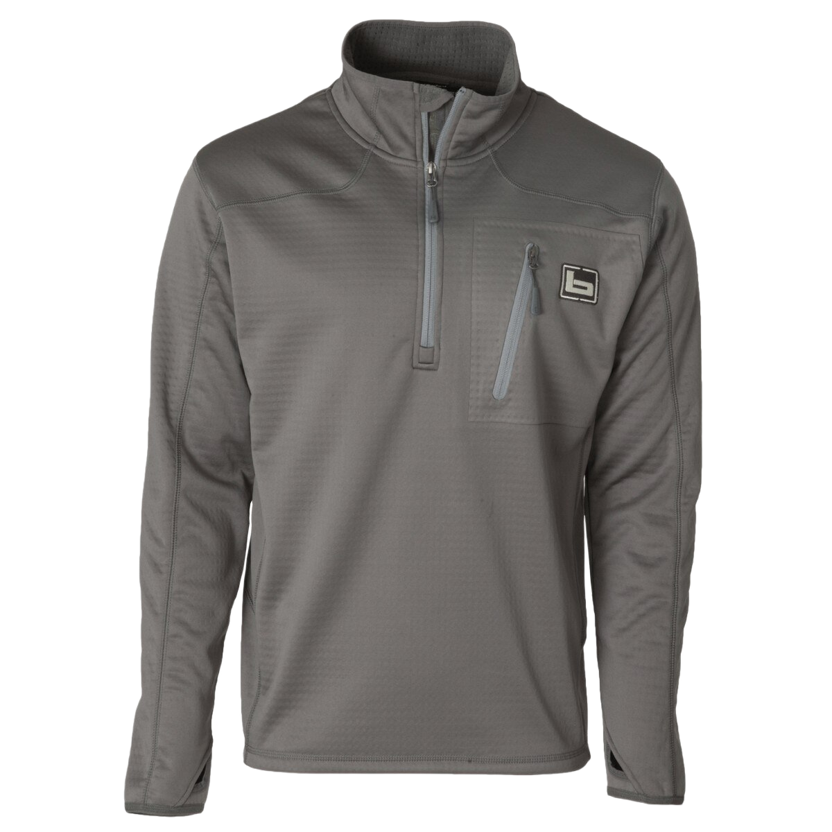 Image of Banded Quarter Zip Mid Layer Fleece Pullover - Charcoal - L