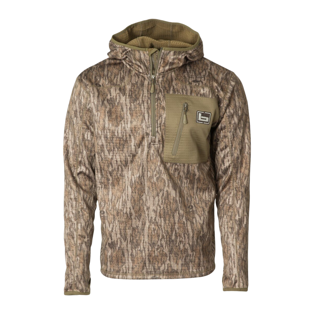 Image of Banded Hooded Mid Layer 1/4 Zip Fleece Pullover - Bottomland - 2XL