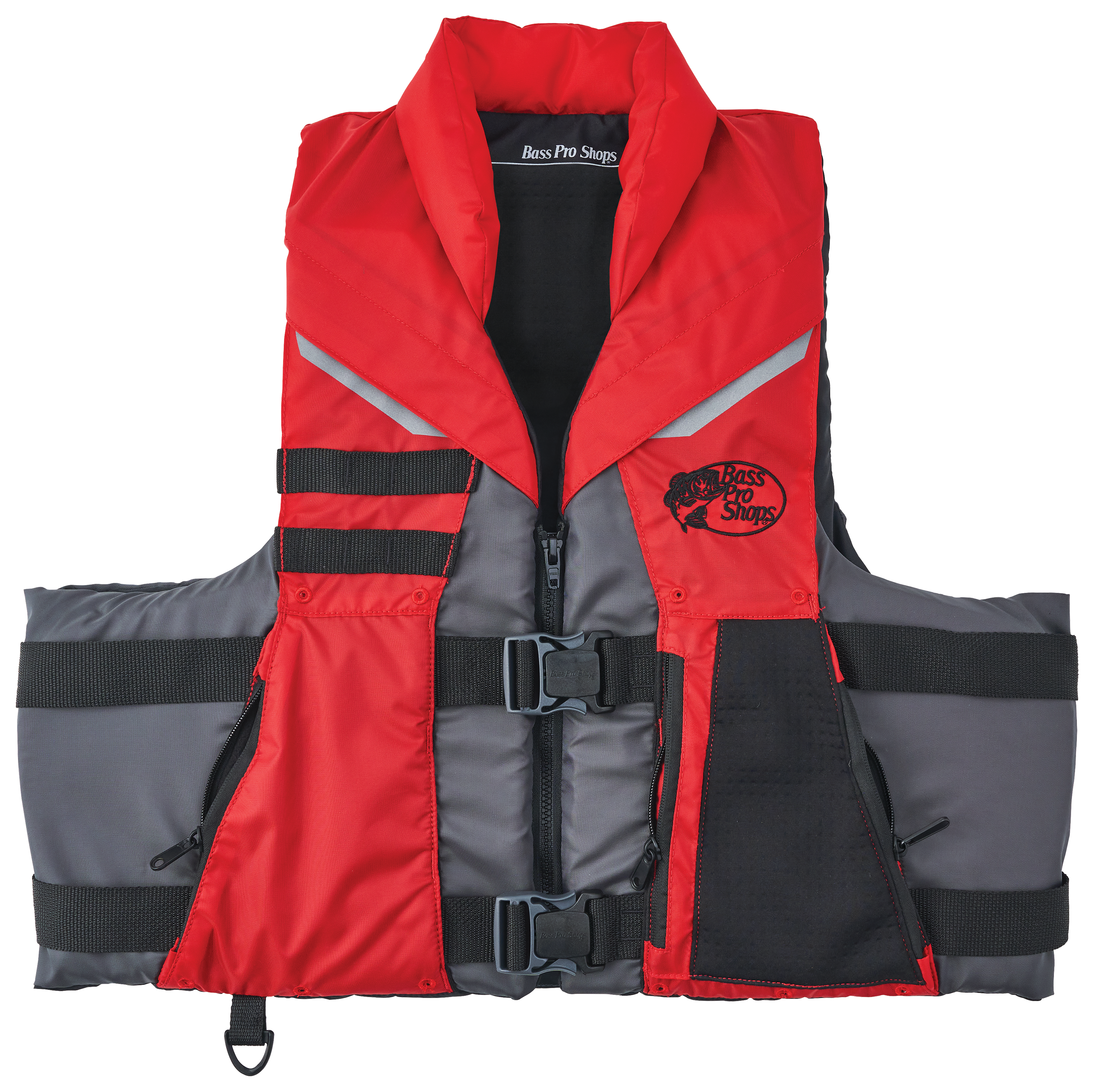Image of Bass Pro Shops Deluxe Fishing Life Vest - Black/Red - 4XL/7XL