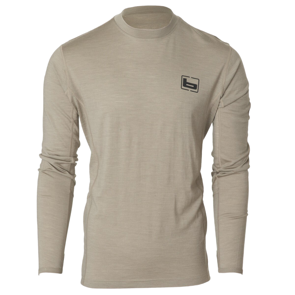 Image of Banded Base Merino Wool Crew Long Sleeve Pullover 180 Gram - Light Chocolate - M