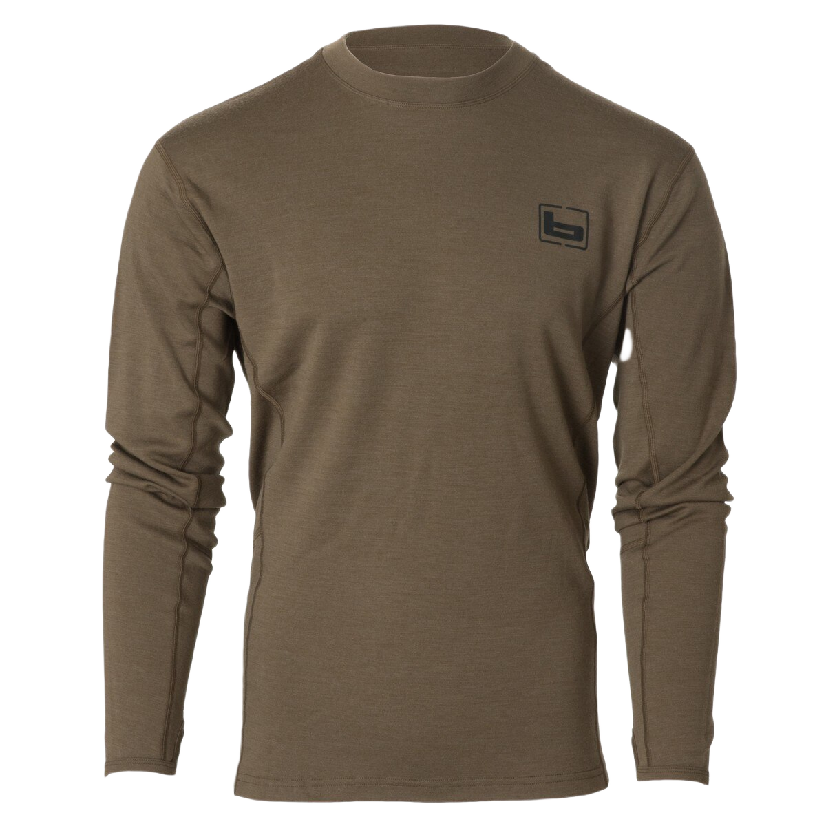 Image of Banded Base Merino Wool Crew Long Sleeve Pullover 230 Gram - Chocolate - M