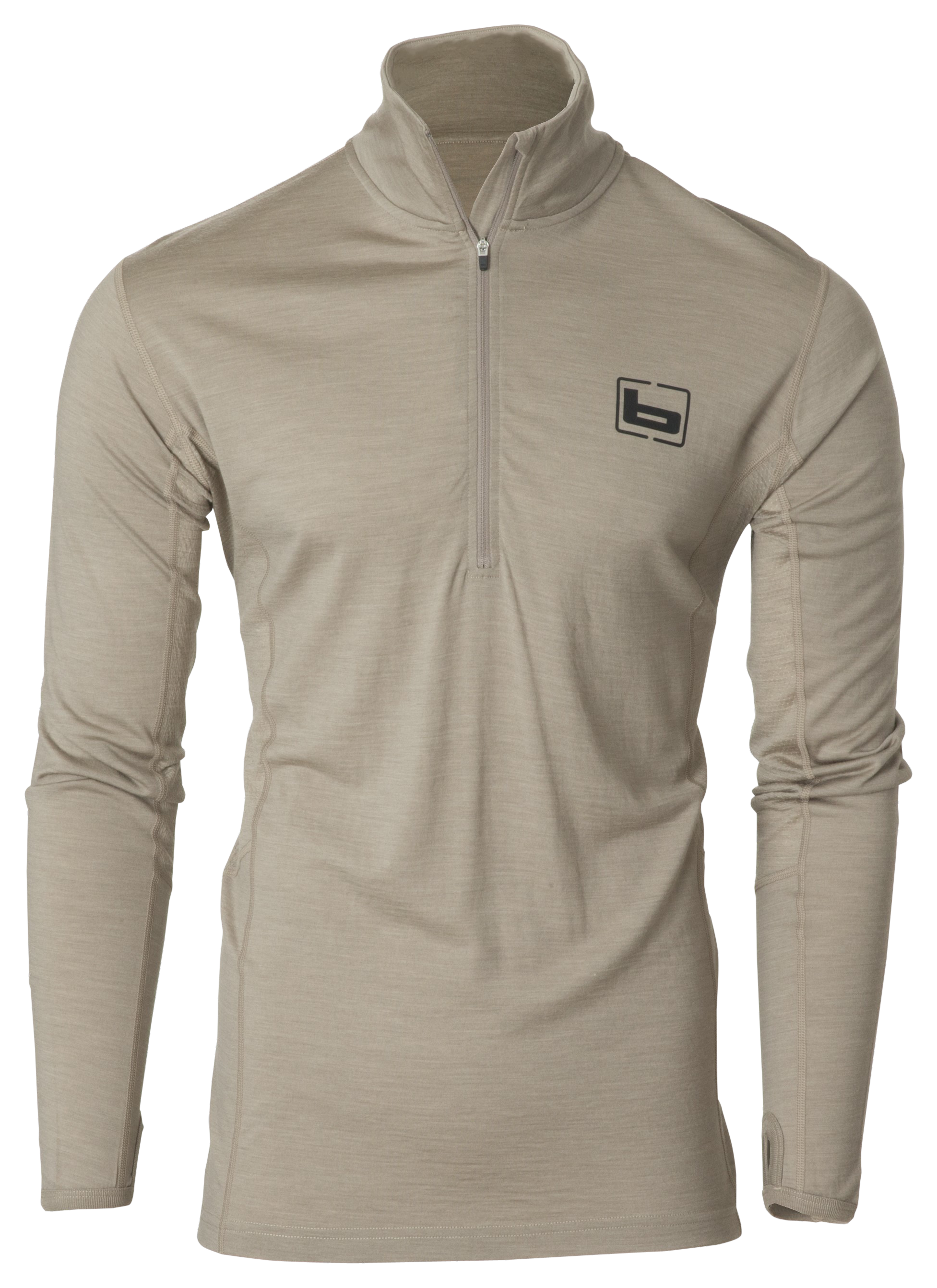 Image of Banded Merino Wool Base-Layer Quarter-Zip Pullover - Light Chocolate - 3XL