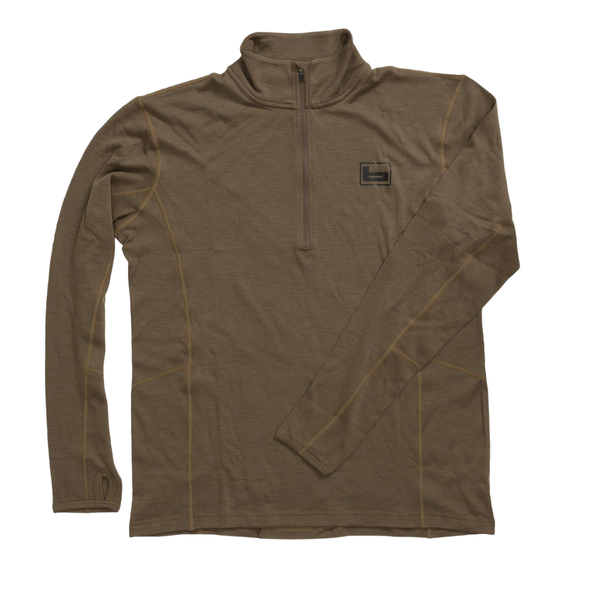 Image of Banded Base Merino Wool 1/4 Zip Pullover 230 Gram - Chocolate - 3XL