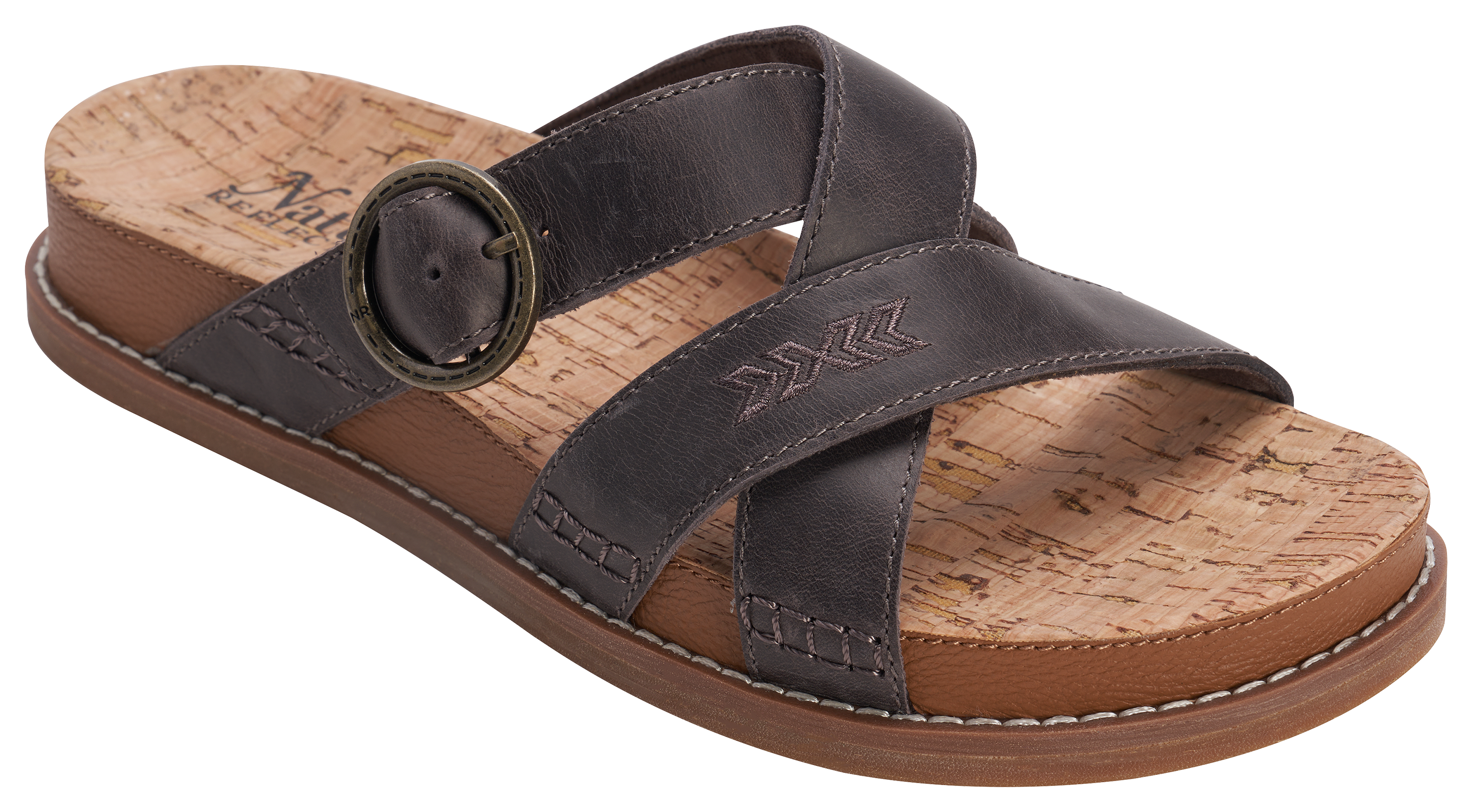 Image of Natural Reflections Willow Cork Cross Sandals for Women - Pavement