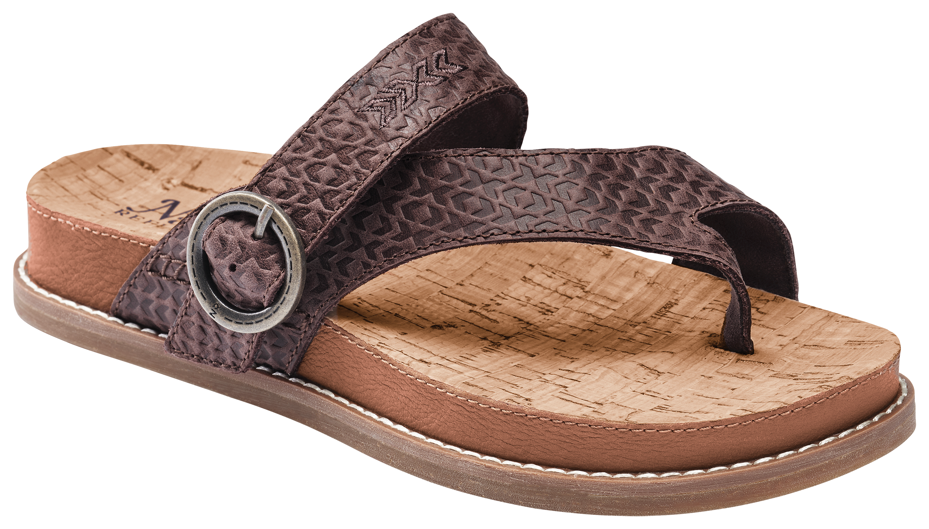 Image of Natural Reflections Olive Cork Toe Ring Sandals - Brunette