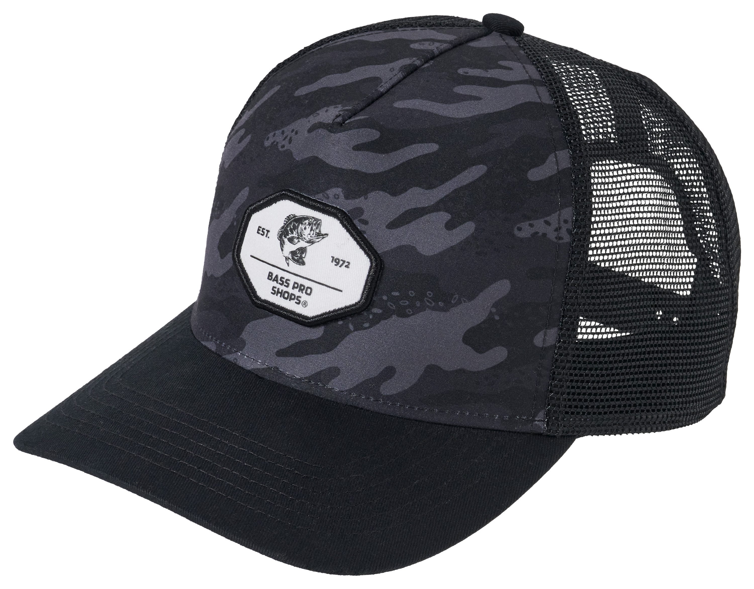 Image of Bass Pro Shops Performance Snapback Cap for Kids - Black Camo
