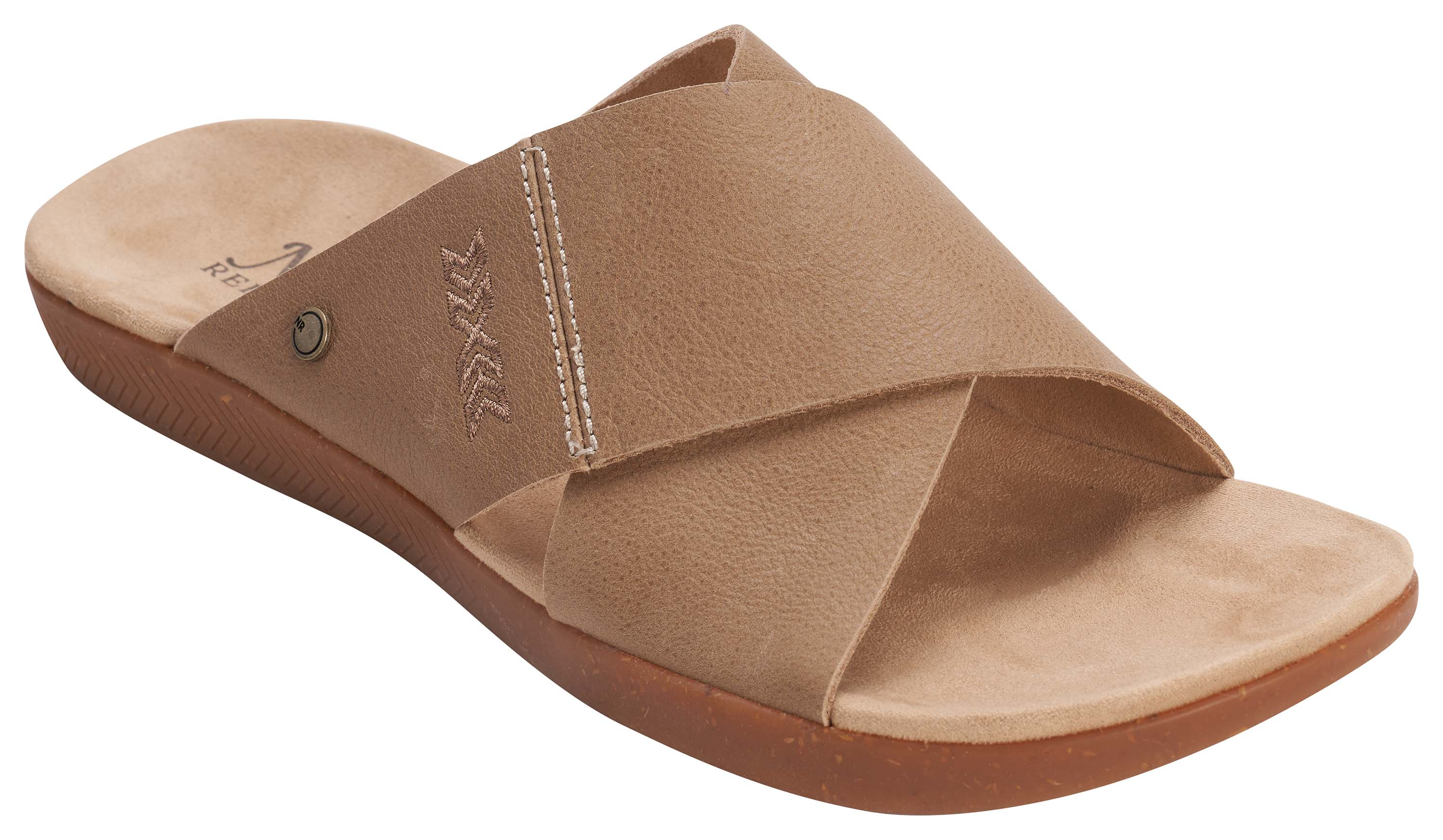 Image of Natural Reflections Wren Cross Strap Sandals for Women - Travertine