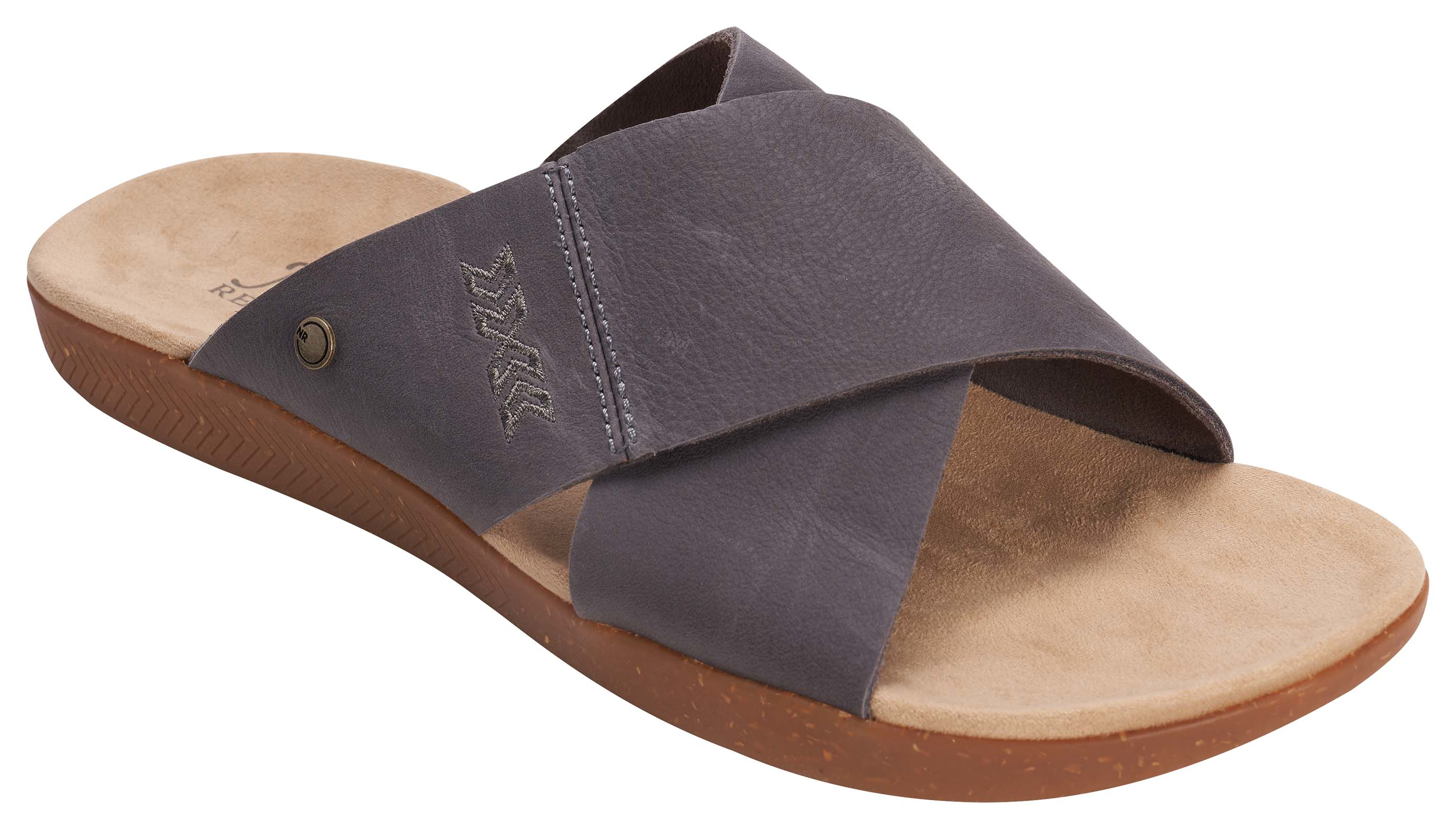 Image of Natural Reflections Wren Cross Strap Sandals for Women - Pavement