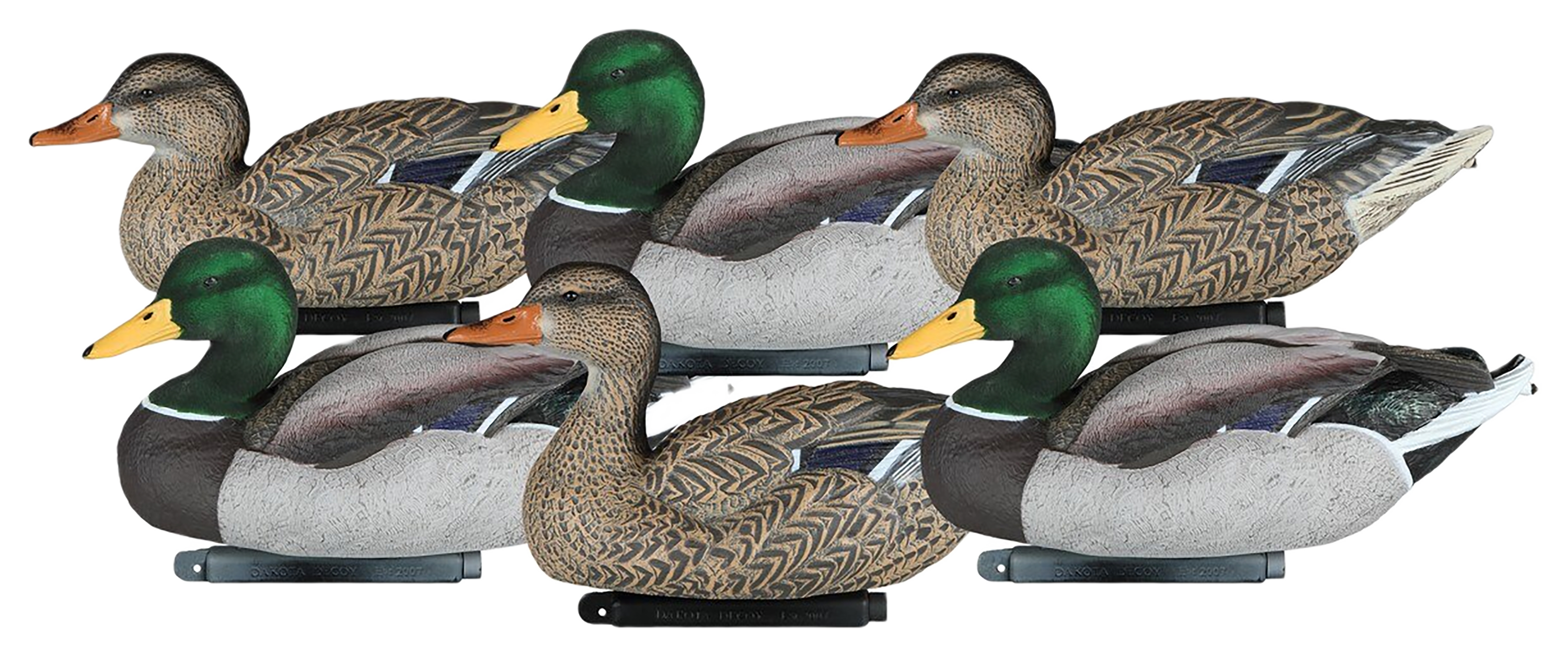 Dakota Packable Flocked Drake Head Mallards Duck Decoys 6 Pack