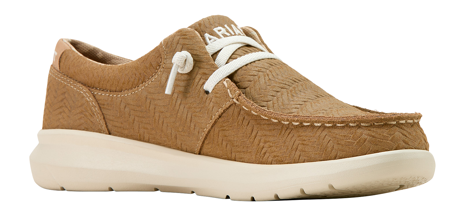 Image of Ariat Leather Hilo Casual Shoes for Ladies - Tan Woven Emboss