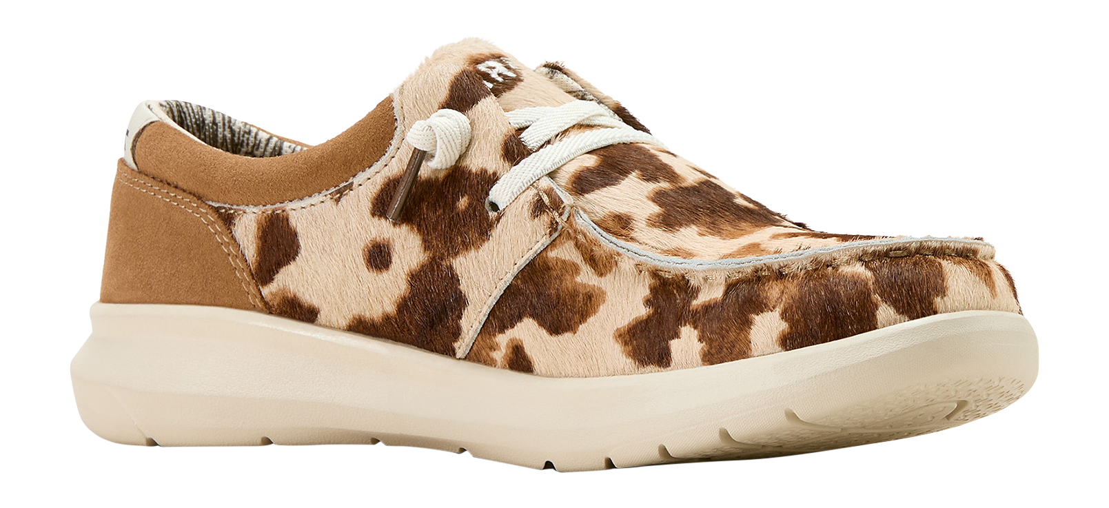 Image of Ariat Cowhide Hilo Slip-On Shoes for Ladies - Tan/White Brindle Hair/Dark Tan - 6.5M