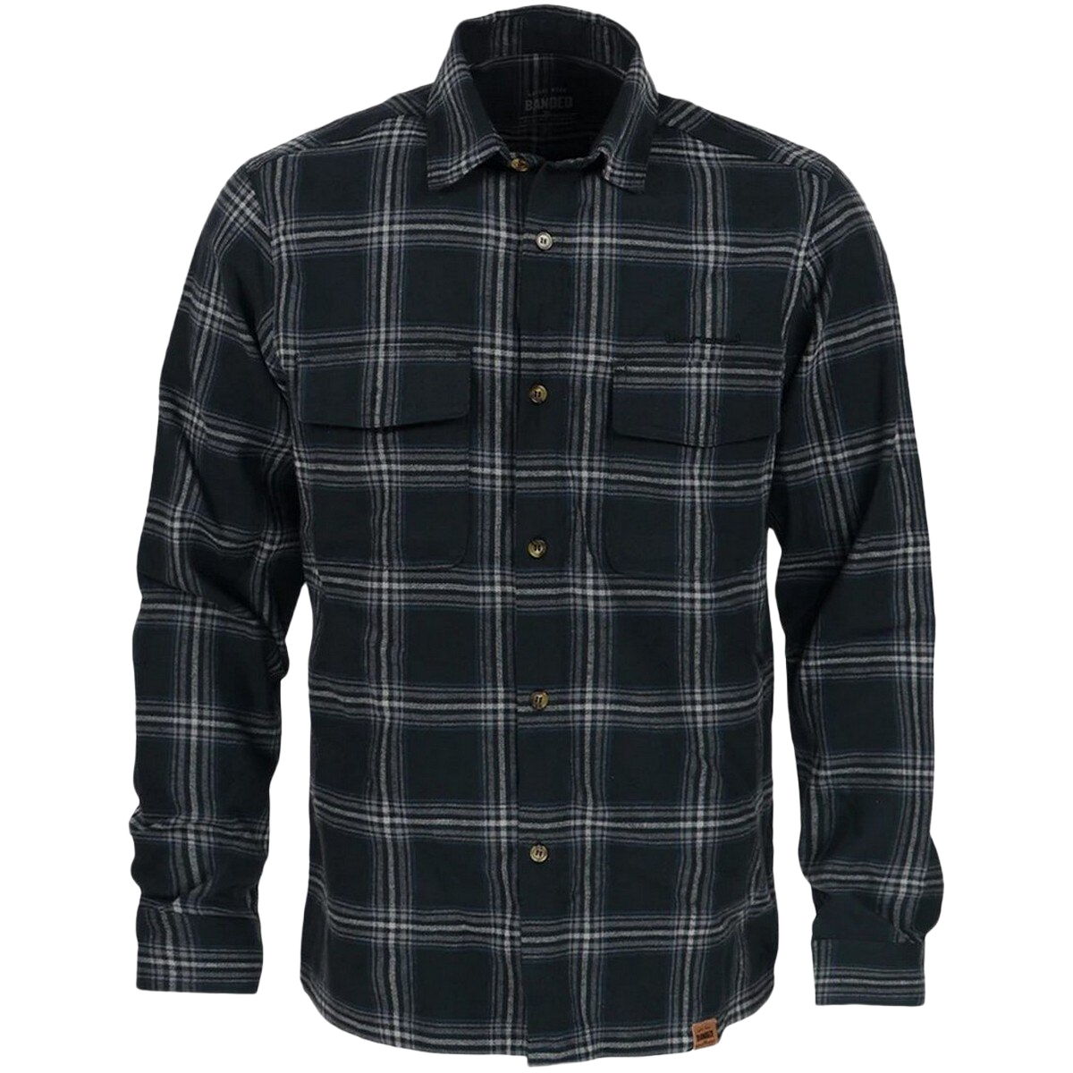 Image of Banded Everglades Flannel Shirt - Black Plaid - XL