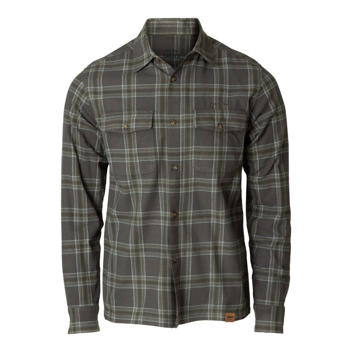 Image of Banded Everglades Flannel Shirt - Charcoal Plaid