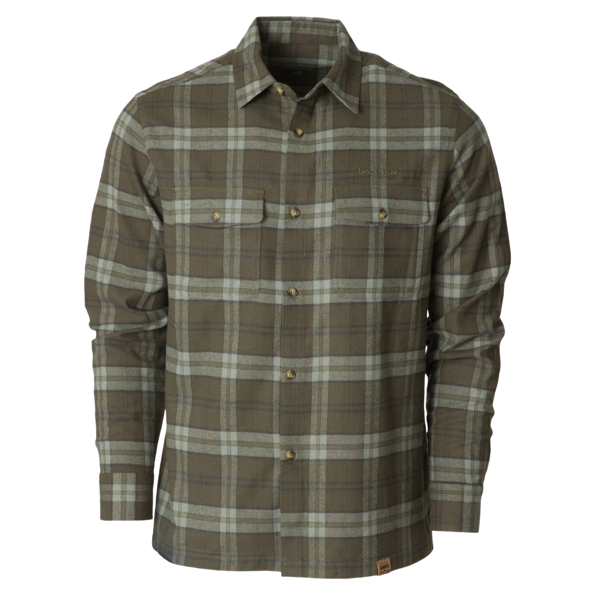 Image of Banded Everglades Flannel Shirt - DarkOlive Plaid