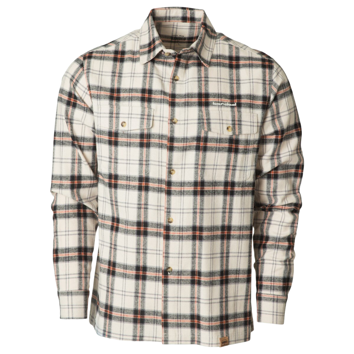 Image of Banded Everglades Flannel Shirt - Oatmeal Plaid