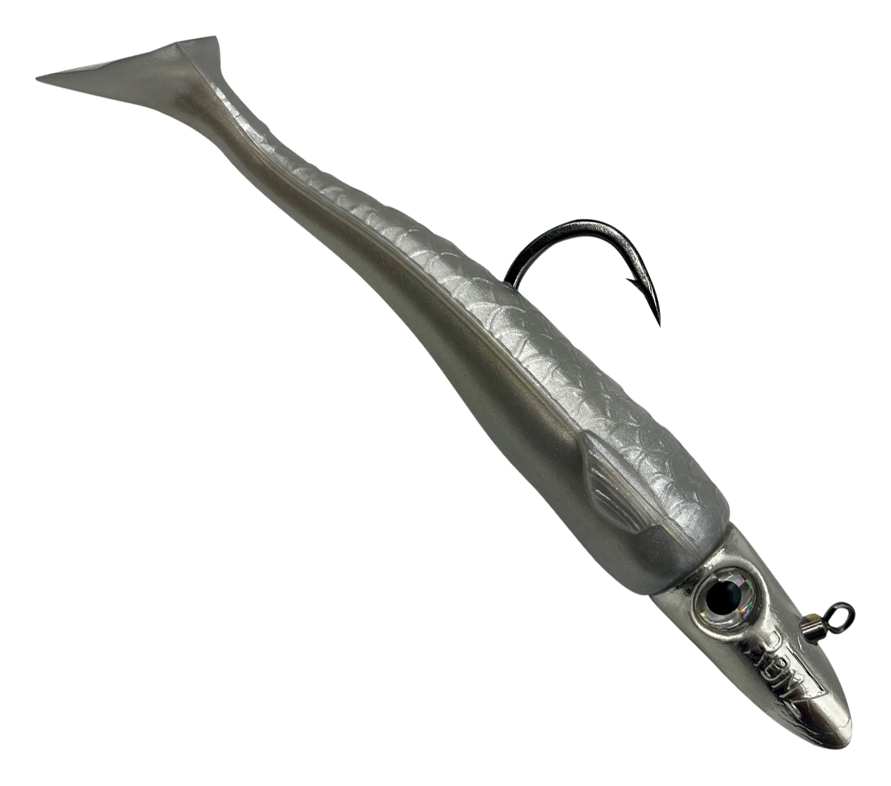 Image of RonZ Z-Fin Big Game Rigged Paddletail - Silver Metallic - 5'' - 1-3/4 oz.