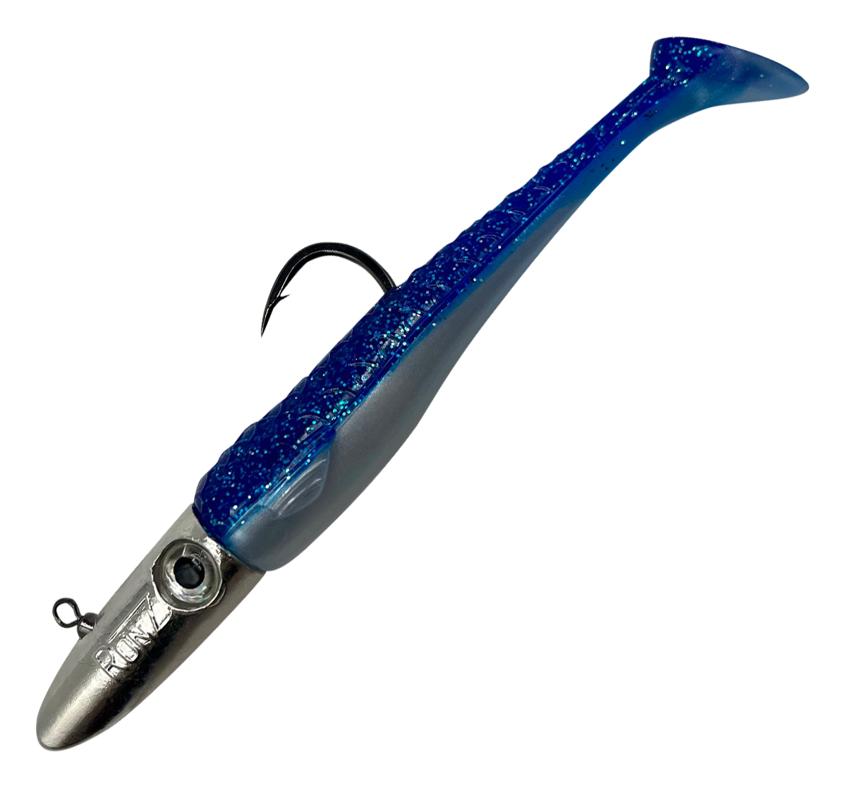 Image of RonZ Z-Fin Big Game Rigged Paddletail - Blue White - 5'' - 2-1/2 oz.