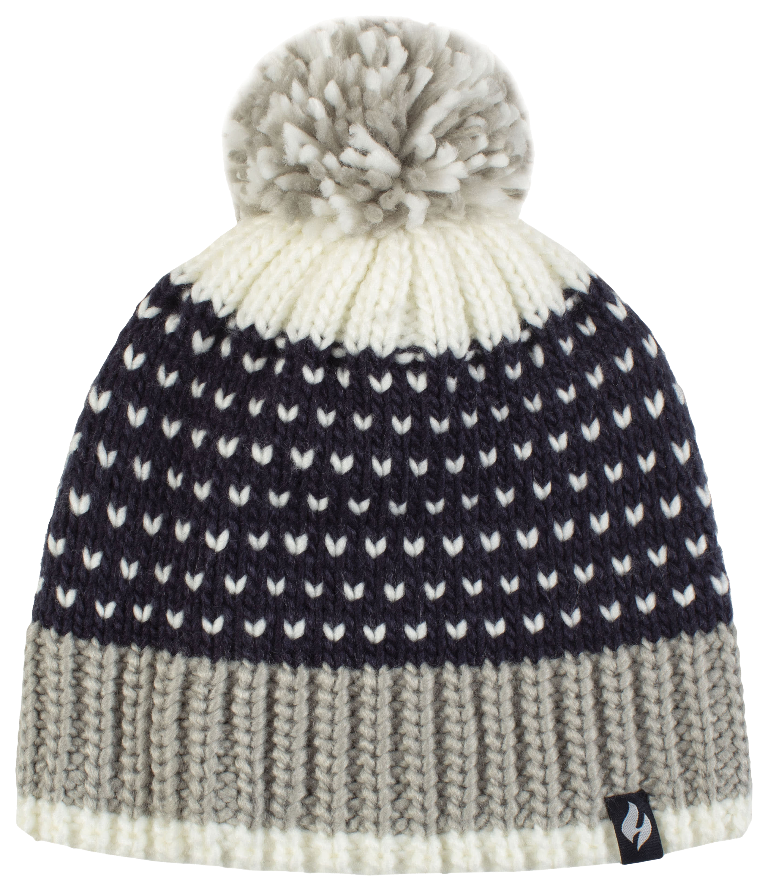 Heat Holders Arles Patterned Pom Beanie for Ladies - Navy/White
