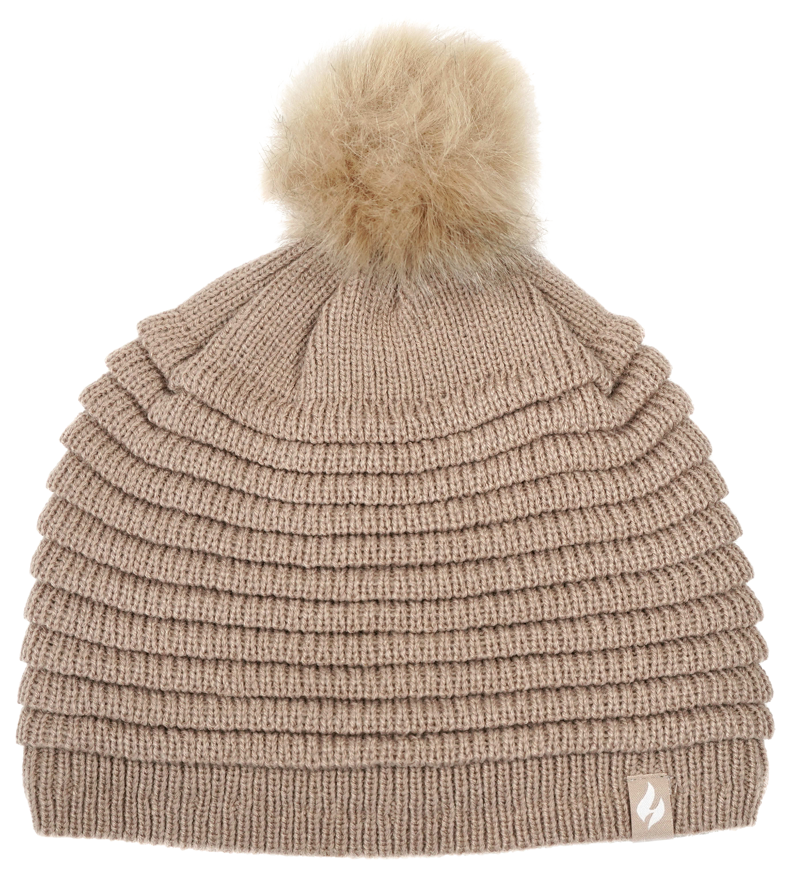 Image of Heat Holders Cannes Ribbed Pom-Pom Beanie for Ladies - Beige