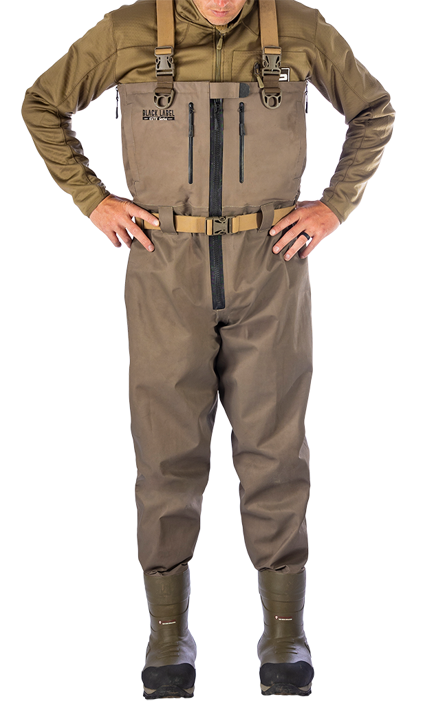 Image of Banded Black Label ELITE Front Zip Breathable Hunting Waders for Men - Marsh Brown - 11 - 3XL - Regular