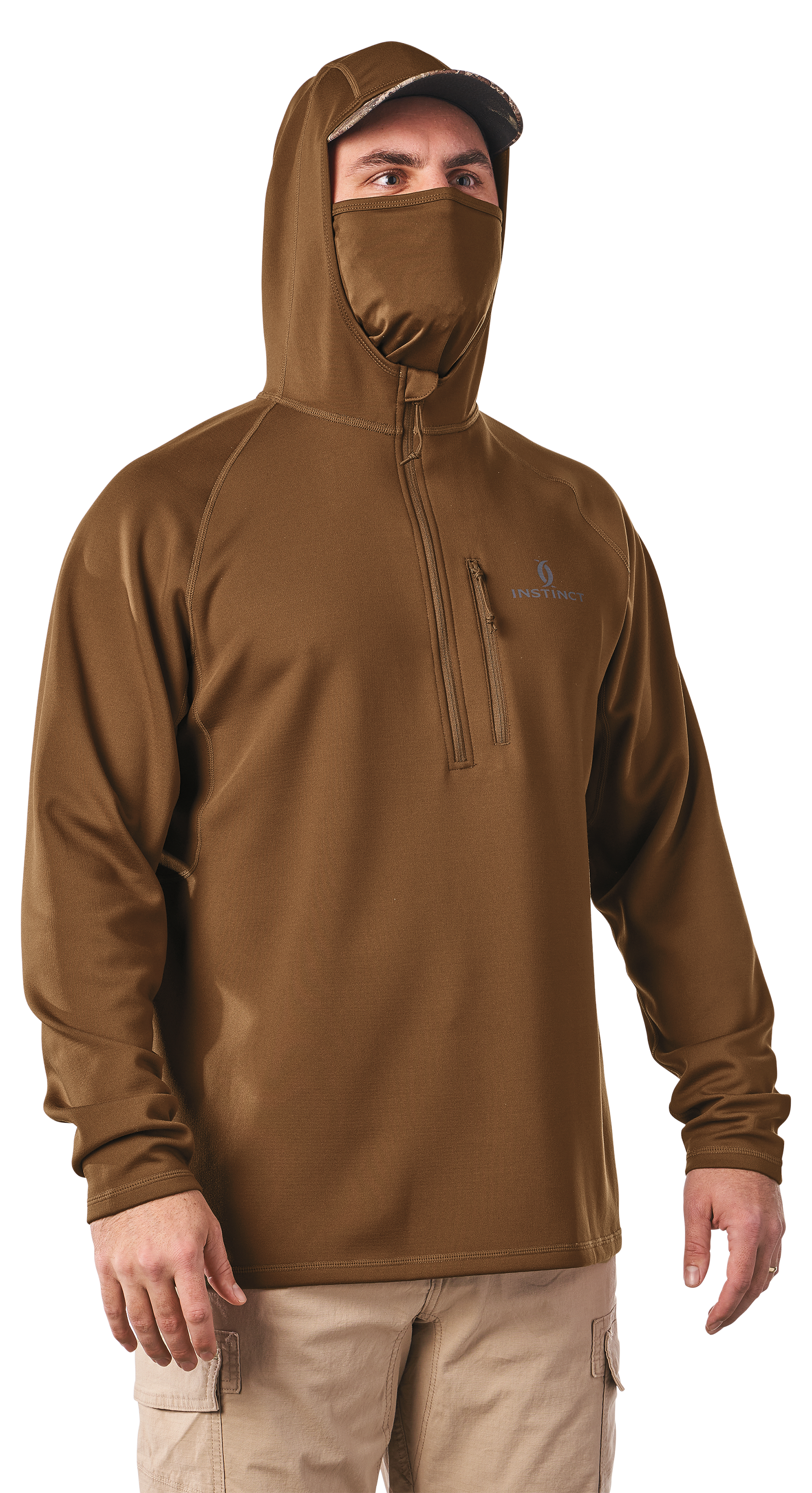 Image of Cabela's Instinct Midweight Quarter-Zip Hoodie with 4MOST INHIBIT for Men - Kodiak - S