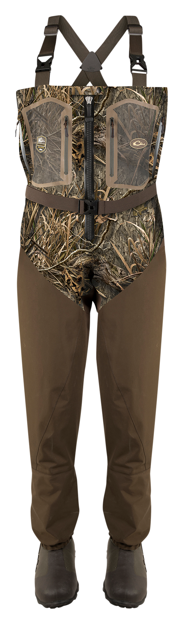 Image of Drake Guardian Elite Front Zip Insulated Chest Wader - Mossy Oak Shadow Grass Habitat - 12/Regular
