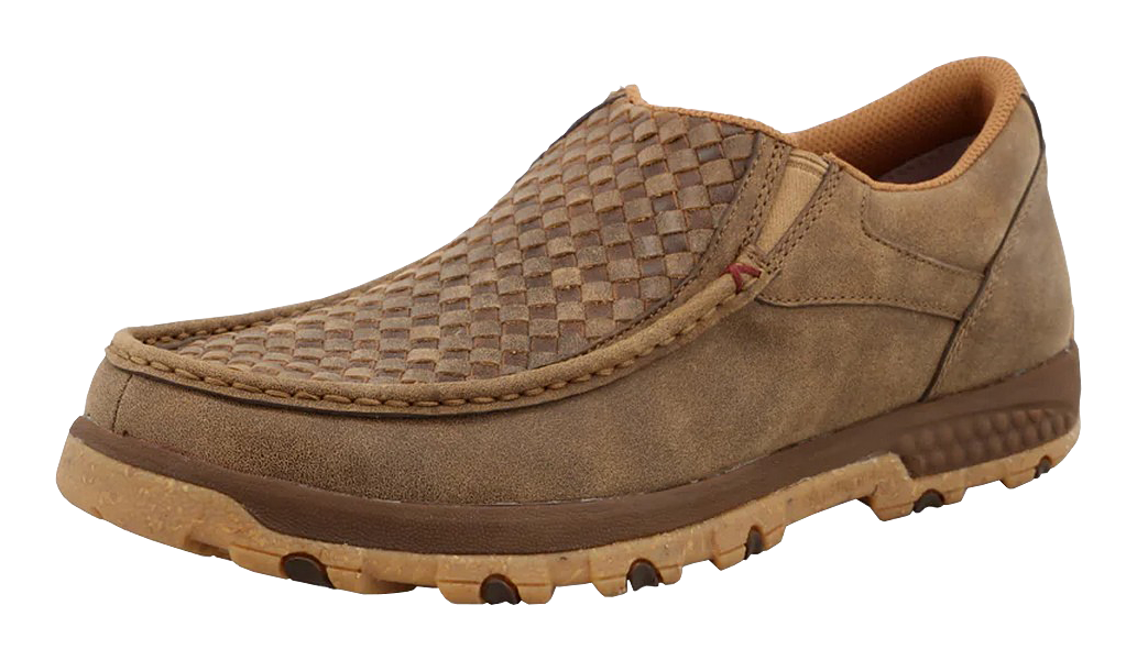 Image of Twisted X Slip-On Driving Moc Bomber Shoes for Men - Bomber Brown