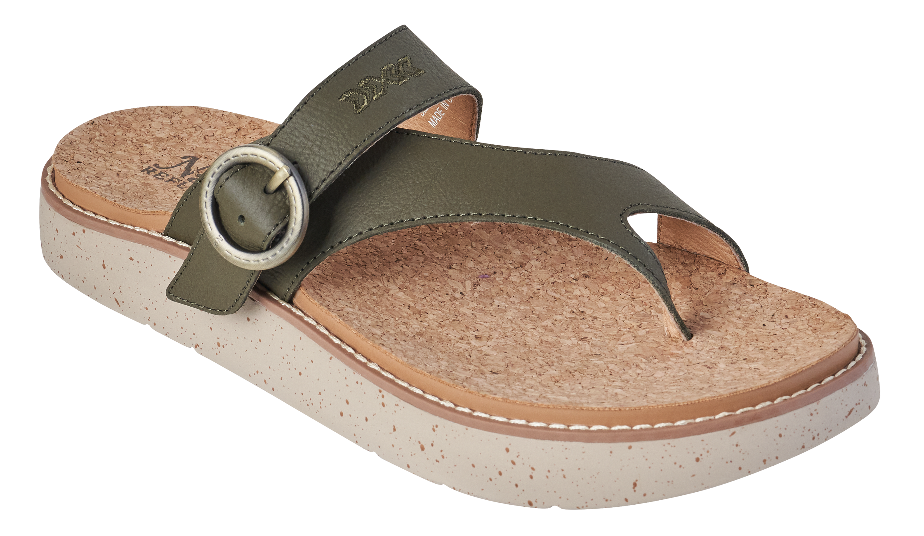 Image of Natural Reflections Harlee Cork Toe Ring Sandals - Olive