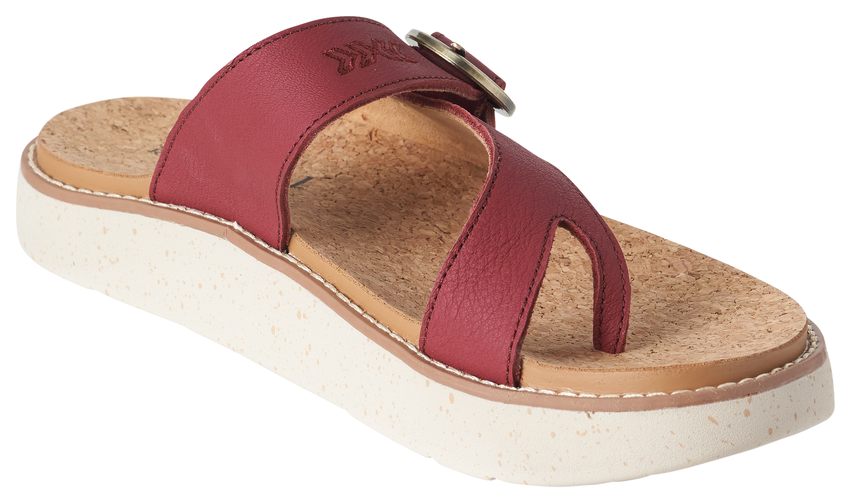 Image of Natural Reflections Harlee Cork Toe Ring Sandals - Cranberry